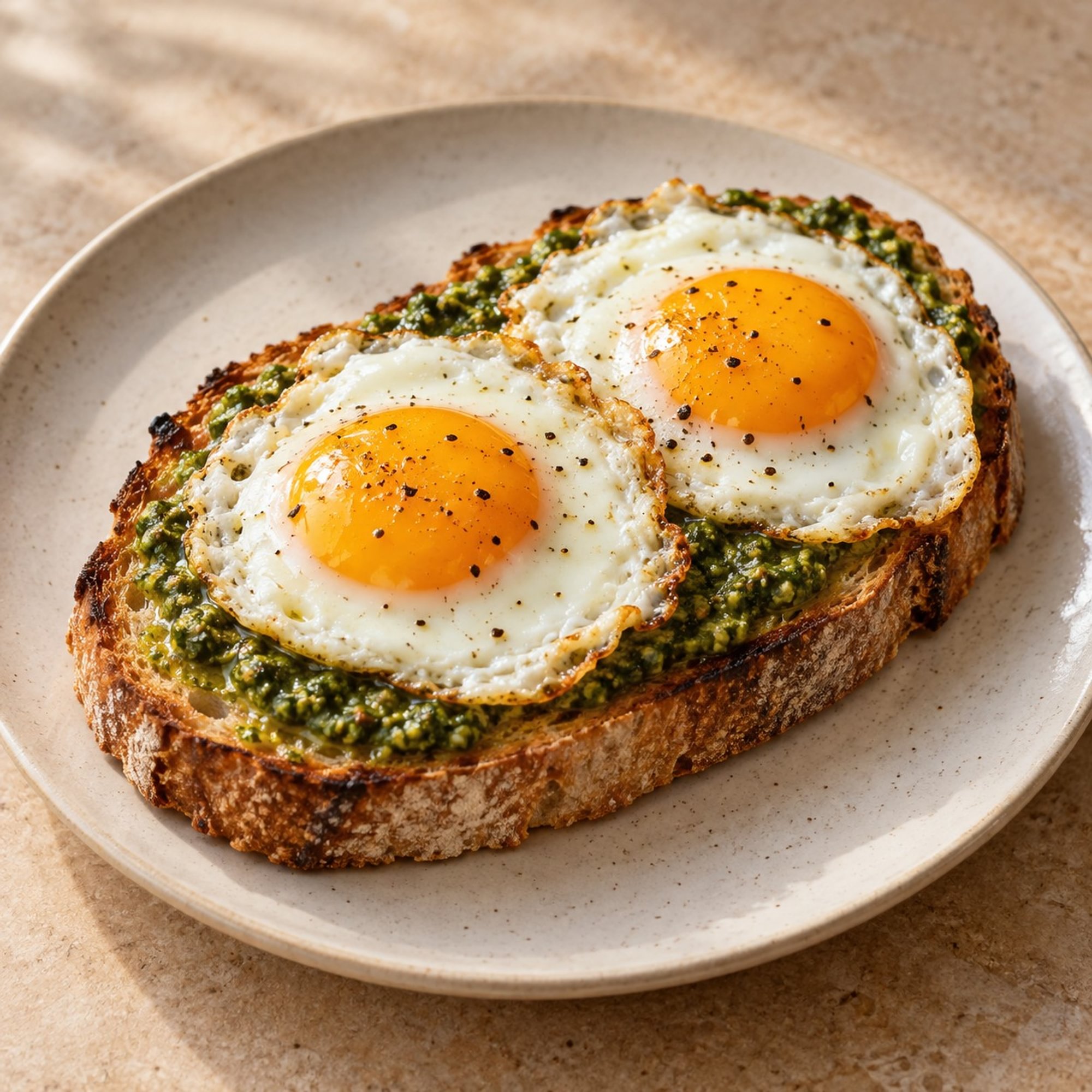 Pesto Fried Egg Toast