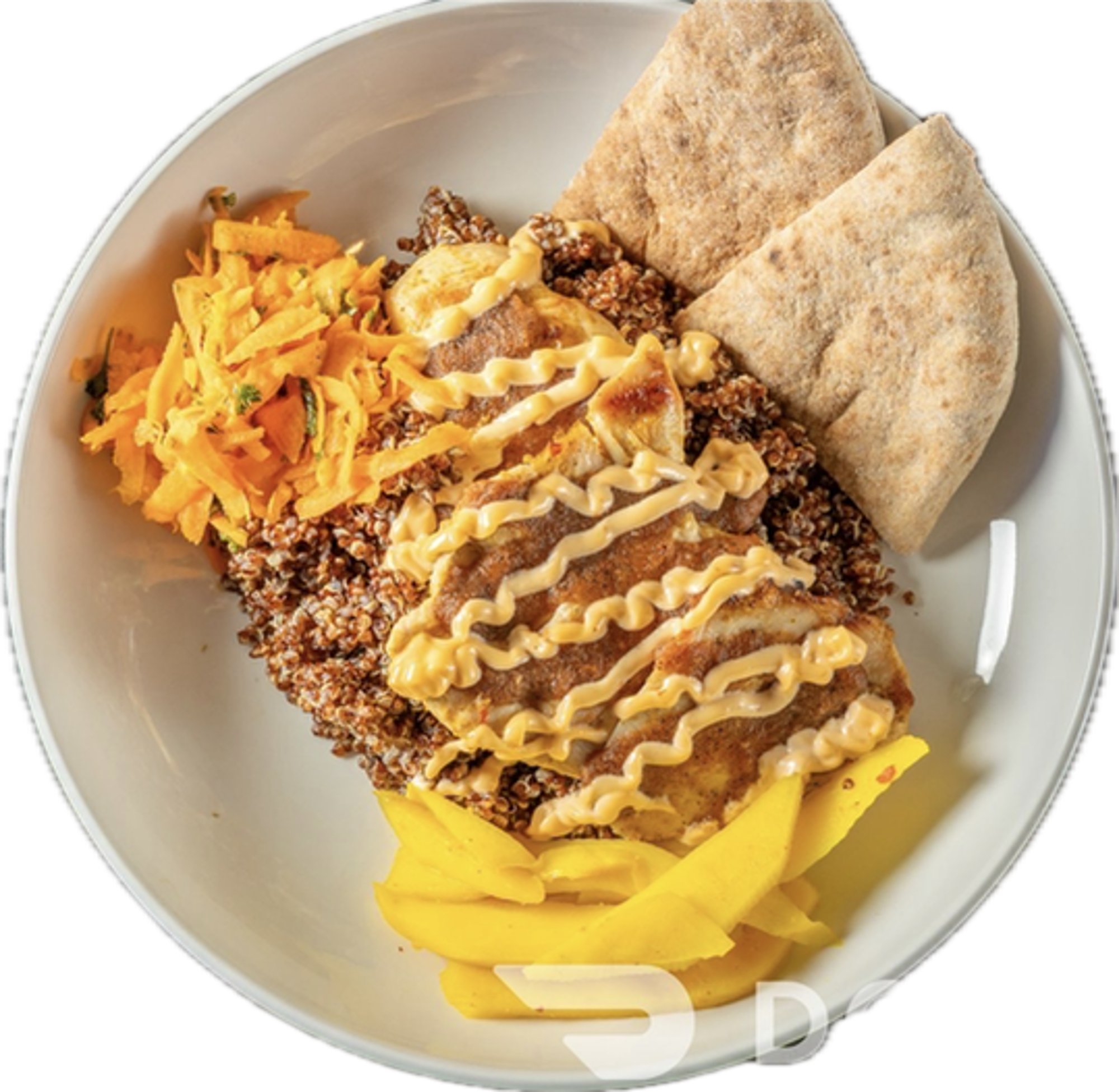 Citrus Grilled Chicken, Pickled Mango, Carrot Salad, Roasted Tomato Salsa, Chipotle Mayonnaise, 1...