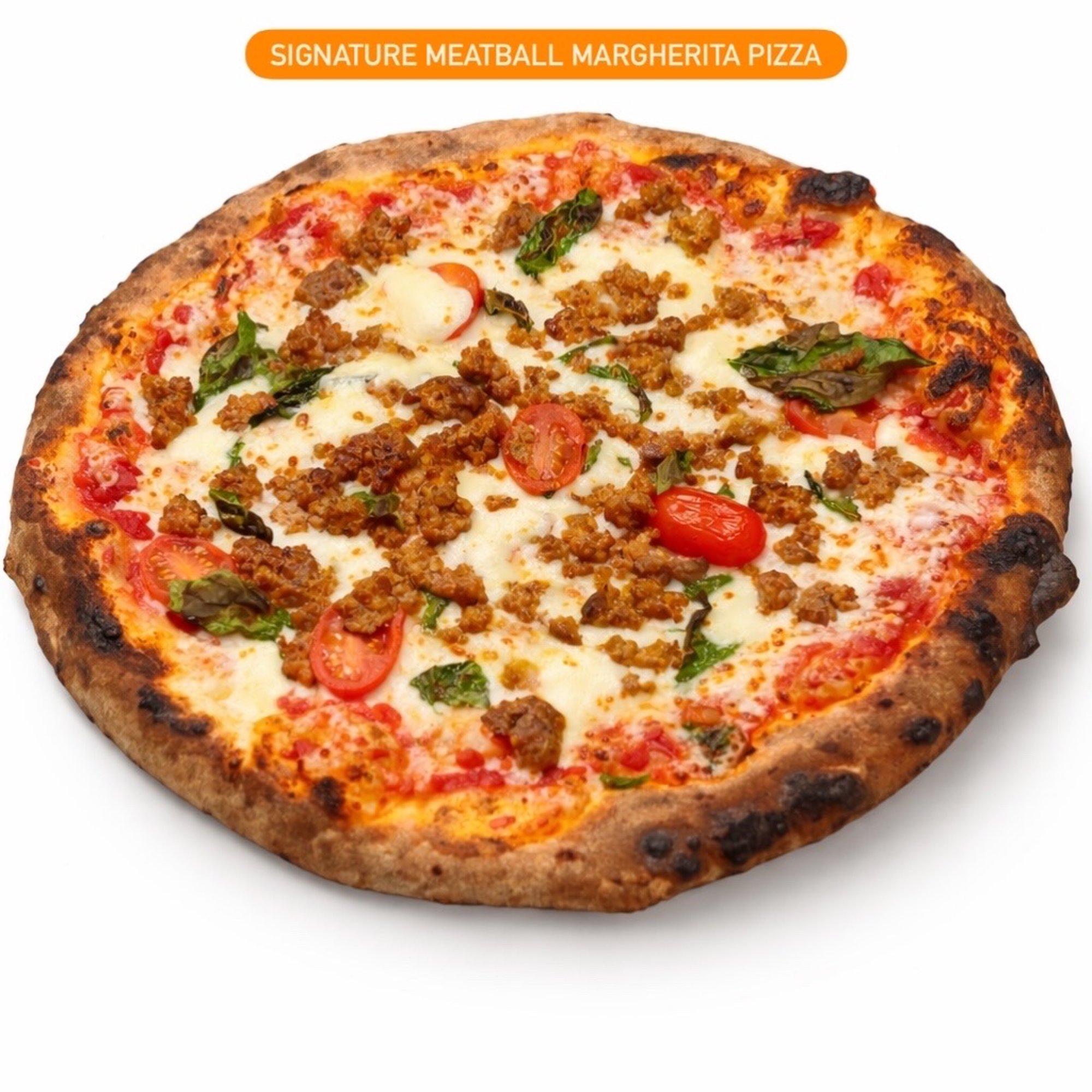 Signature meatball Margherita pizza