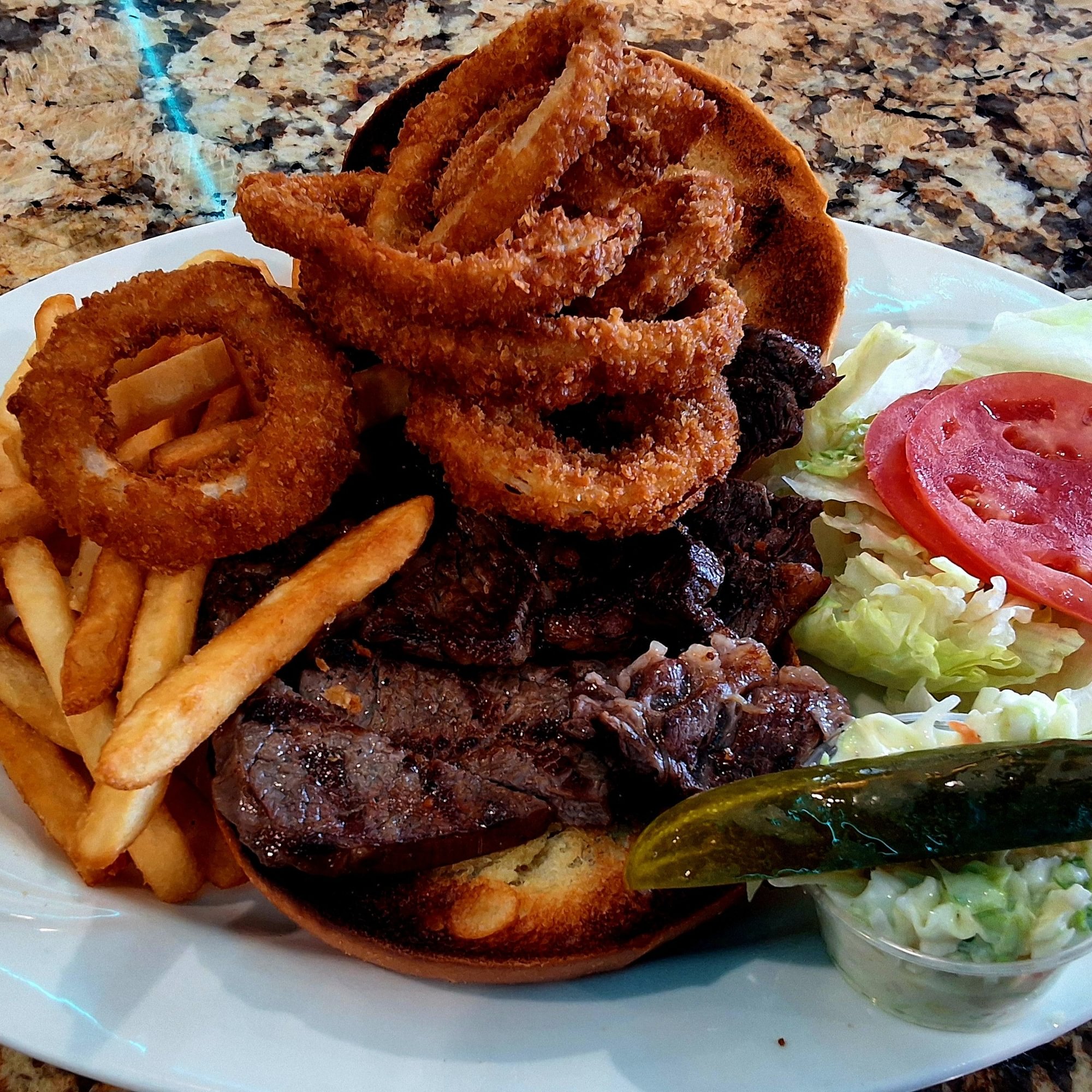 Open Slice Rib-Eye Steak Sandwich