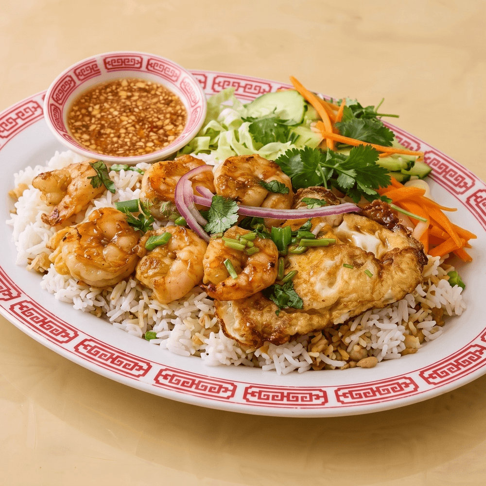 Grilled Lemongrass Shrimp Rice Plate