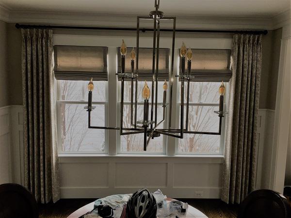 Here's a match made in heaven! We selected these Roman Shades to match the Drapery Panels-and the rest of the room, too! It turned into a great way to frame the beautiful windows.  BudgetBlindsArlingtonAlexandria  RomanShades  CustomDraperies  FreeConsultation  WindowWednesday