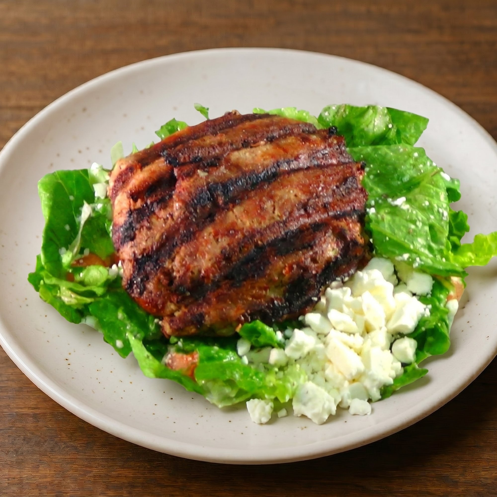 Grilled Turkey Burger Over Greek, Caesar or Leaf