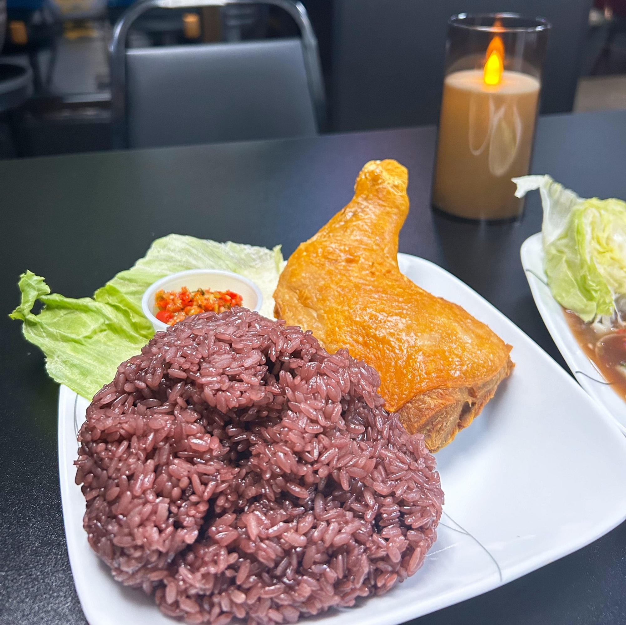 Chicken Quarter Leg w/ Purple Sticky Rice