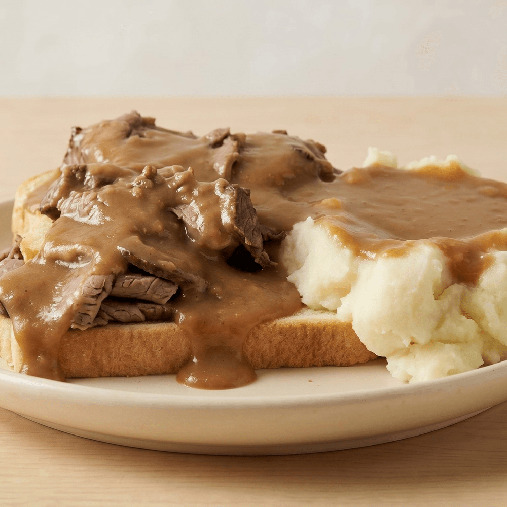 Open Face Roast Beef with Mashed Potatoes