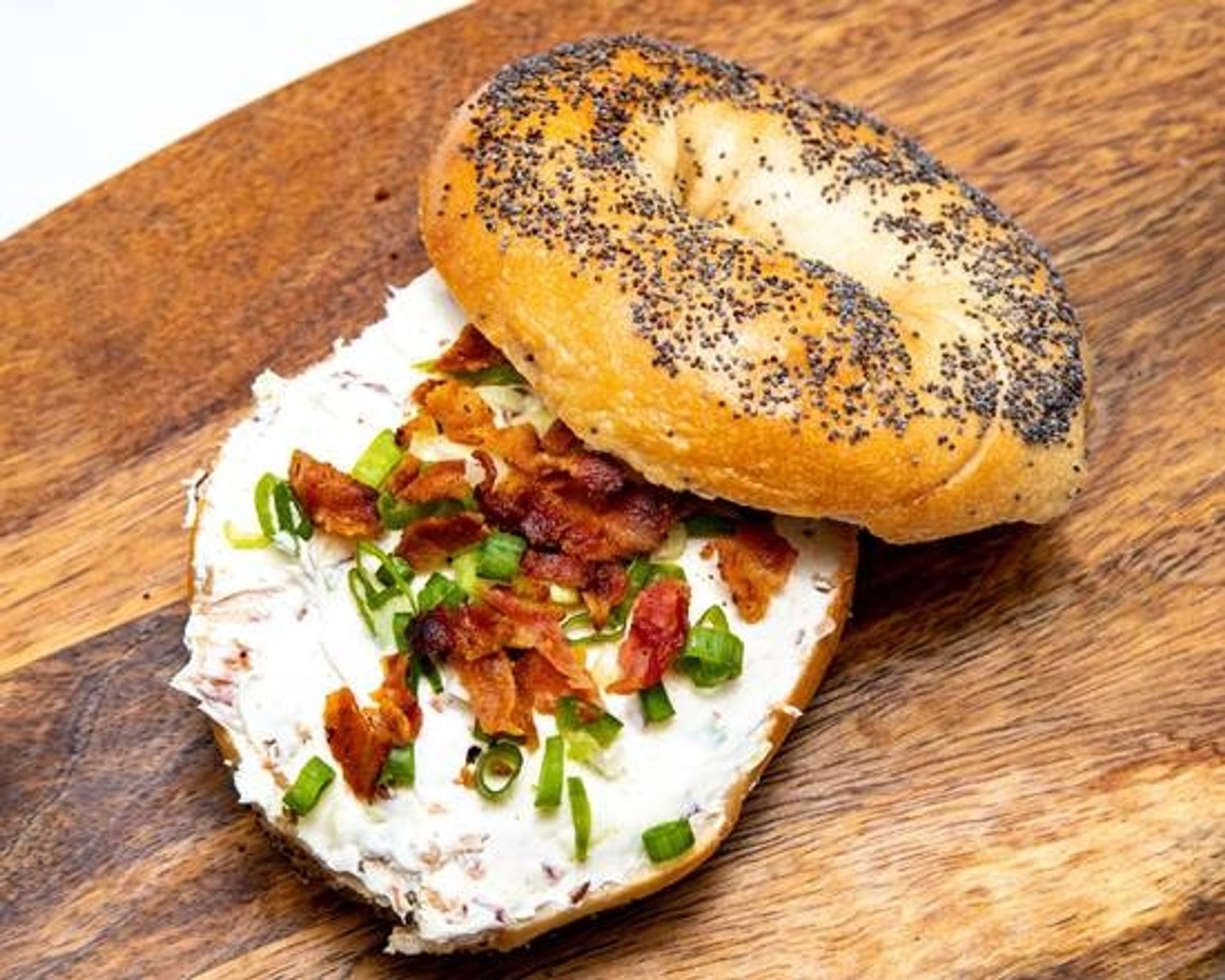 Bacon Scallion Cc on a Bagel