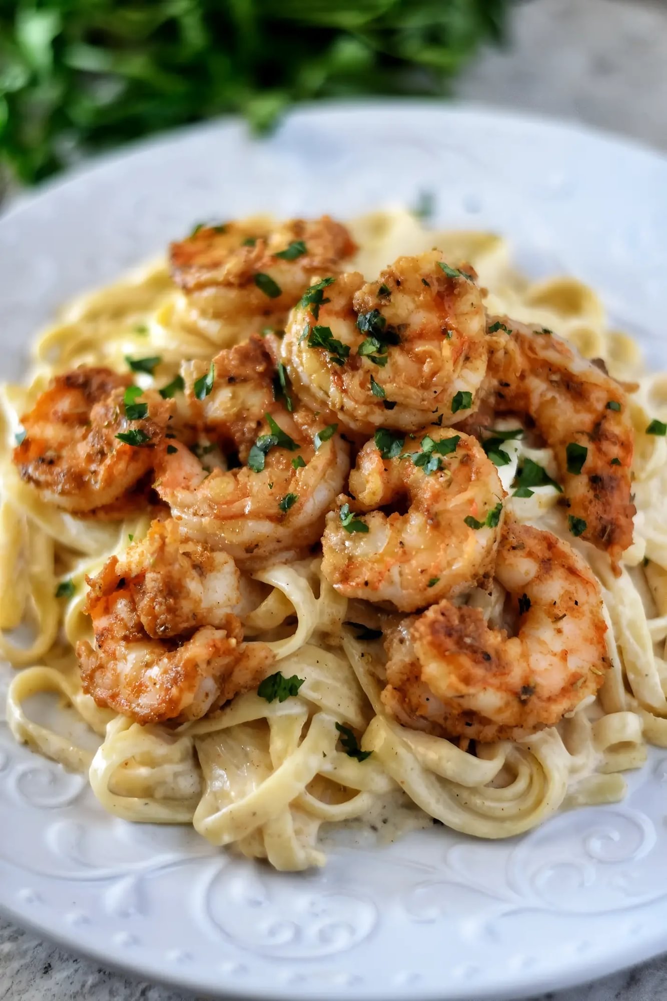 Baked Cajun Shrimp Alfredo