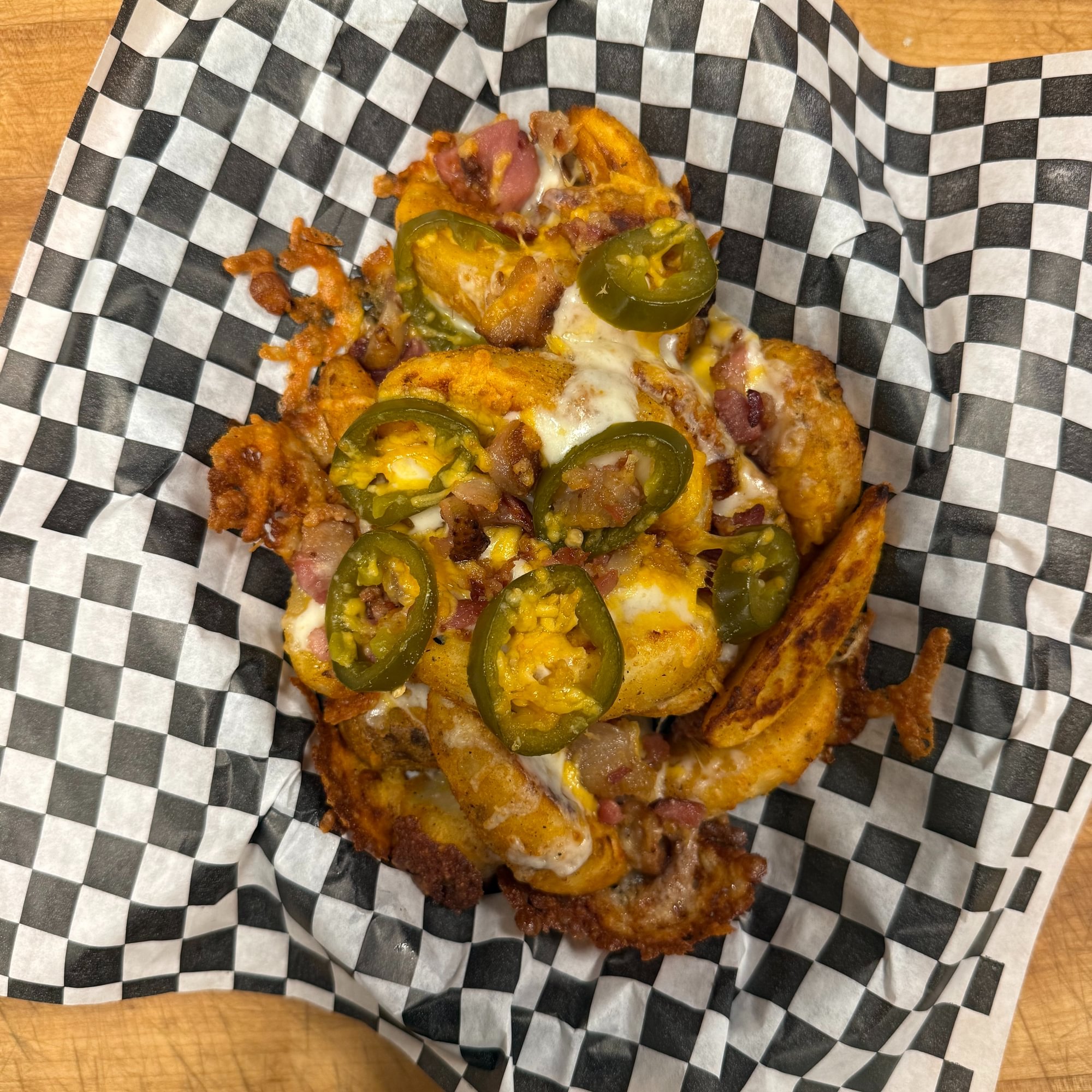 Potato Wedge with Bacon, Cheese, Jalapeno