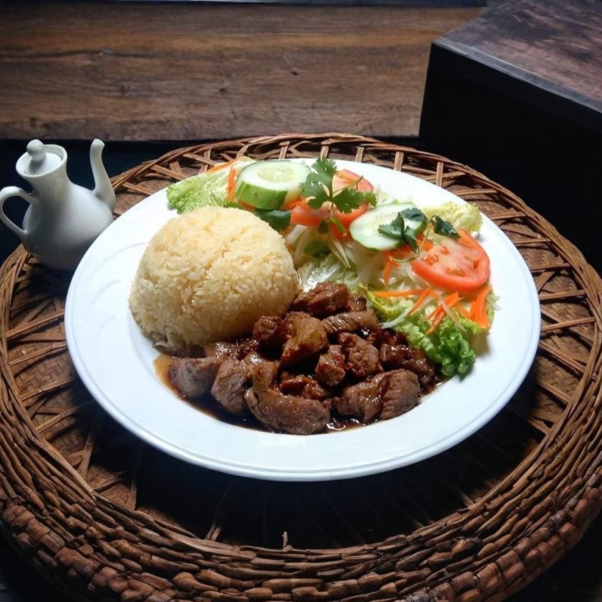 Diced Garlic Steak with Butter Rice