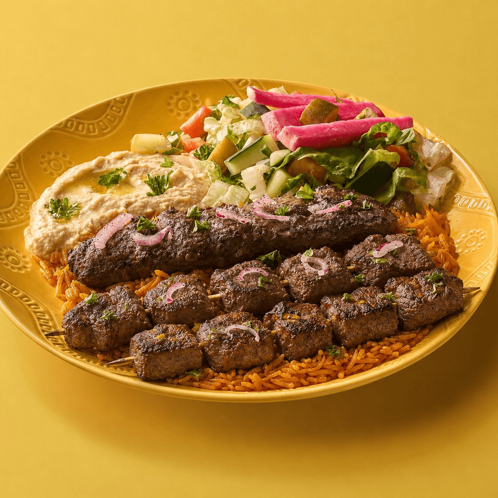 3 Combination plate (Kofta, Lamb Kabob, Beef Kabob)