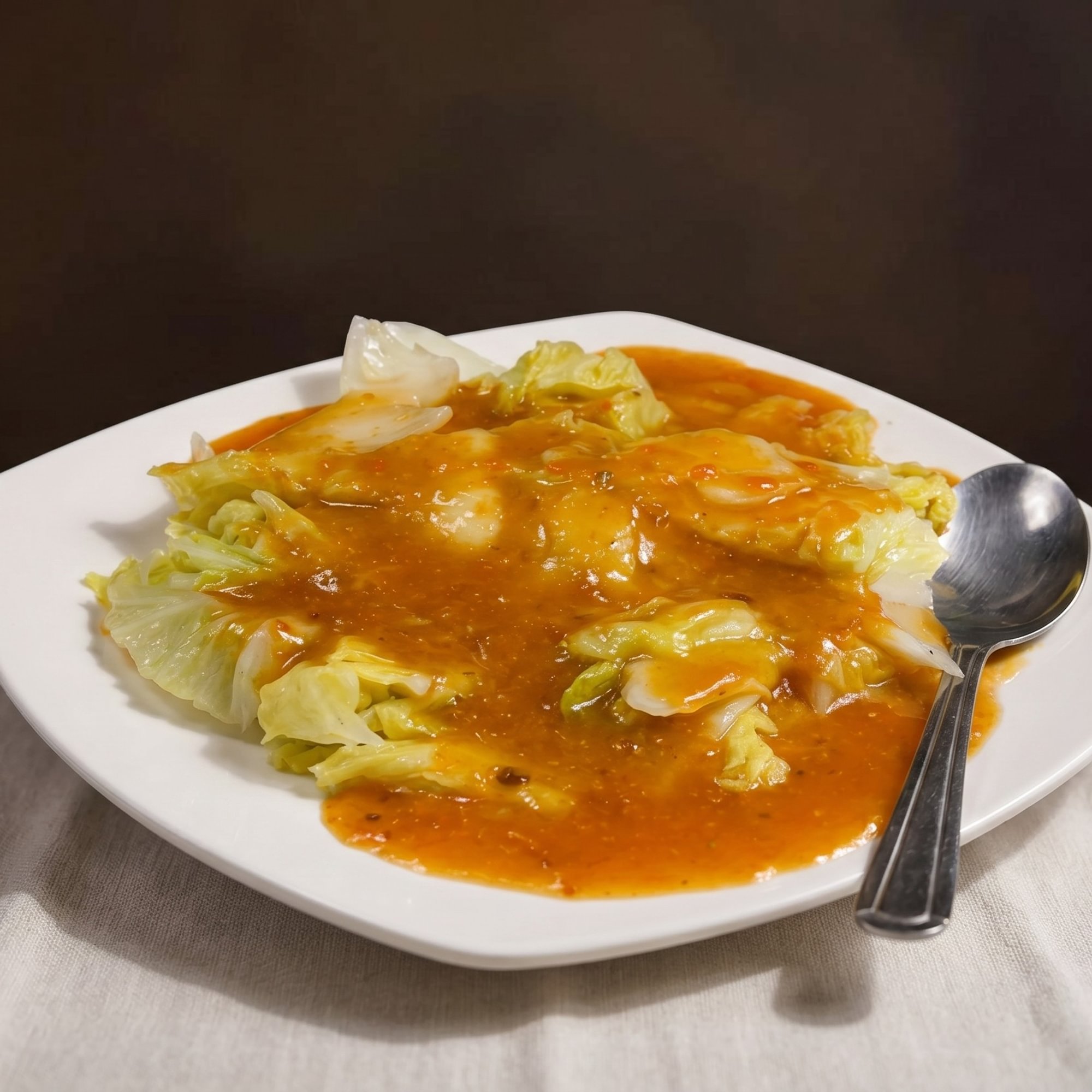Steamed Baby Cabbage with Homemade Crab Roe Sauce / 蟹黄娃娃菜