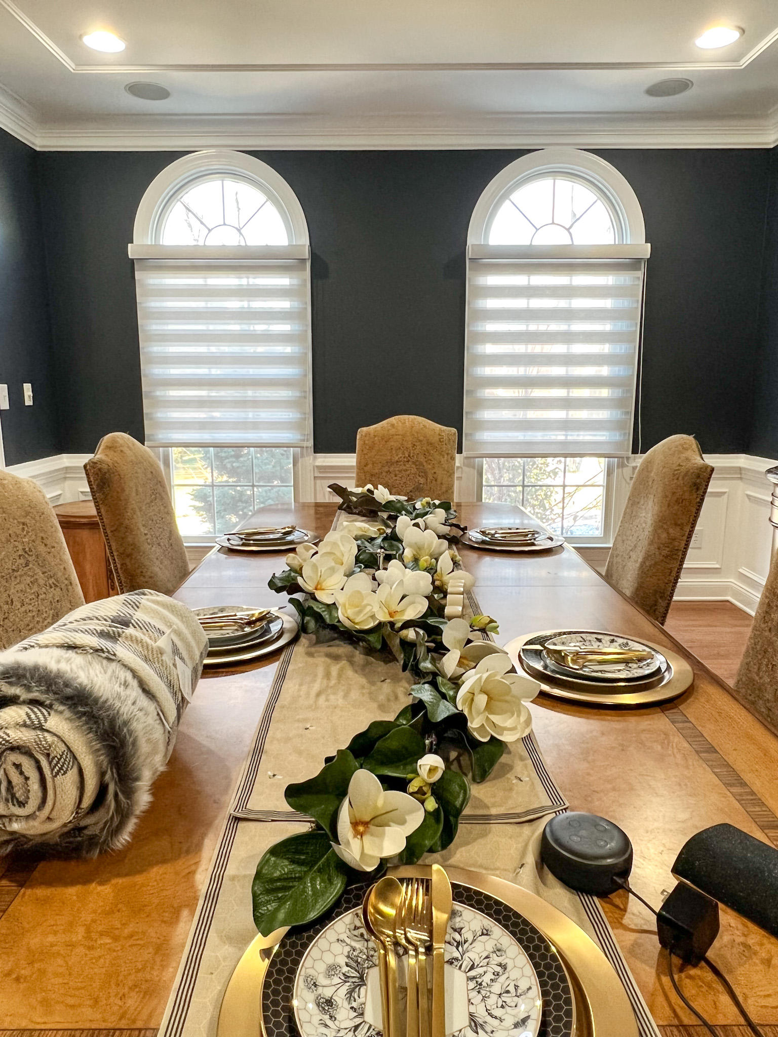 These Sheer Shades are the perfect finishing touch in this beautiful dining room in Freehold, NJ