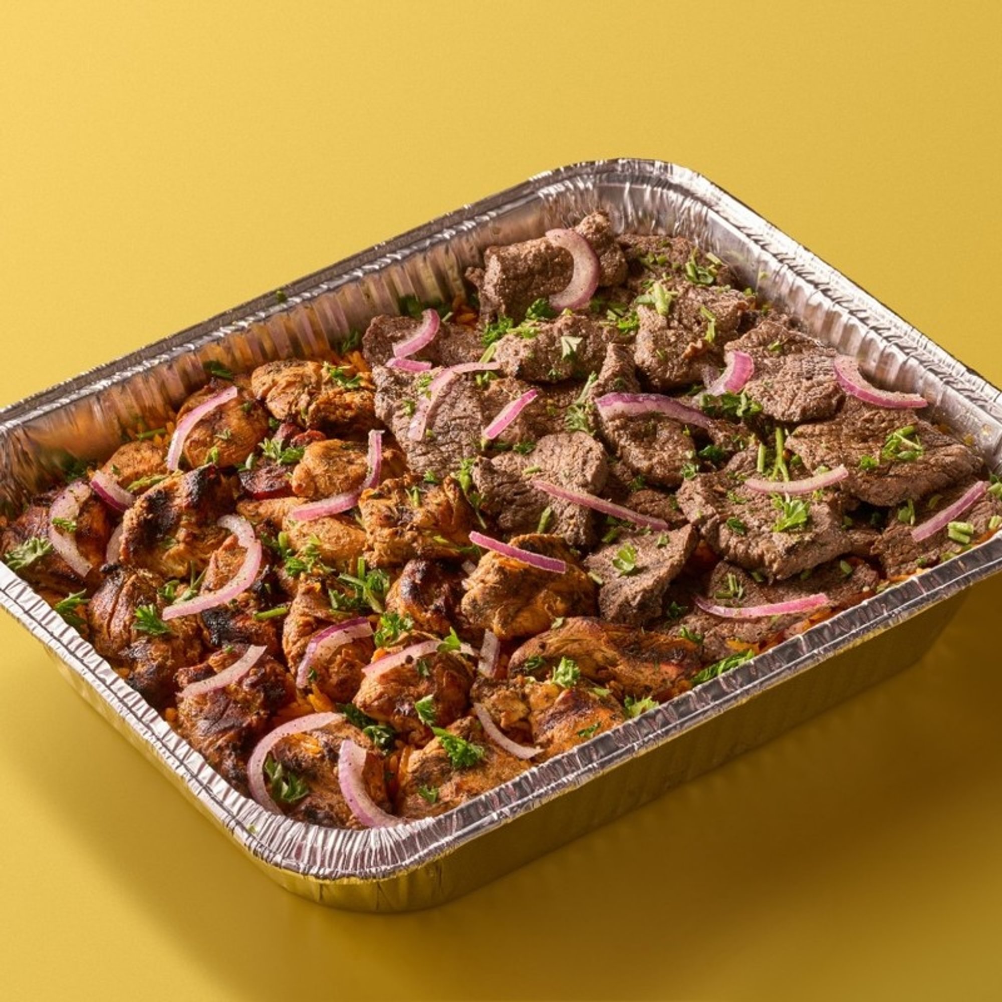 Half Beef Kabob (Steak) & Half Chicken Kabob Family Meal