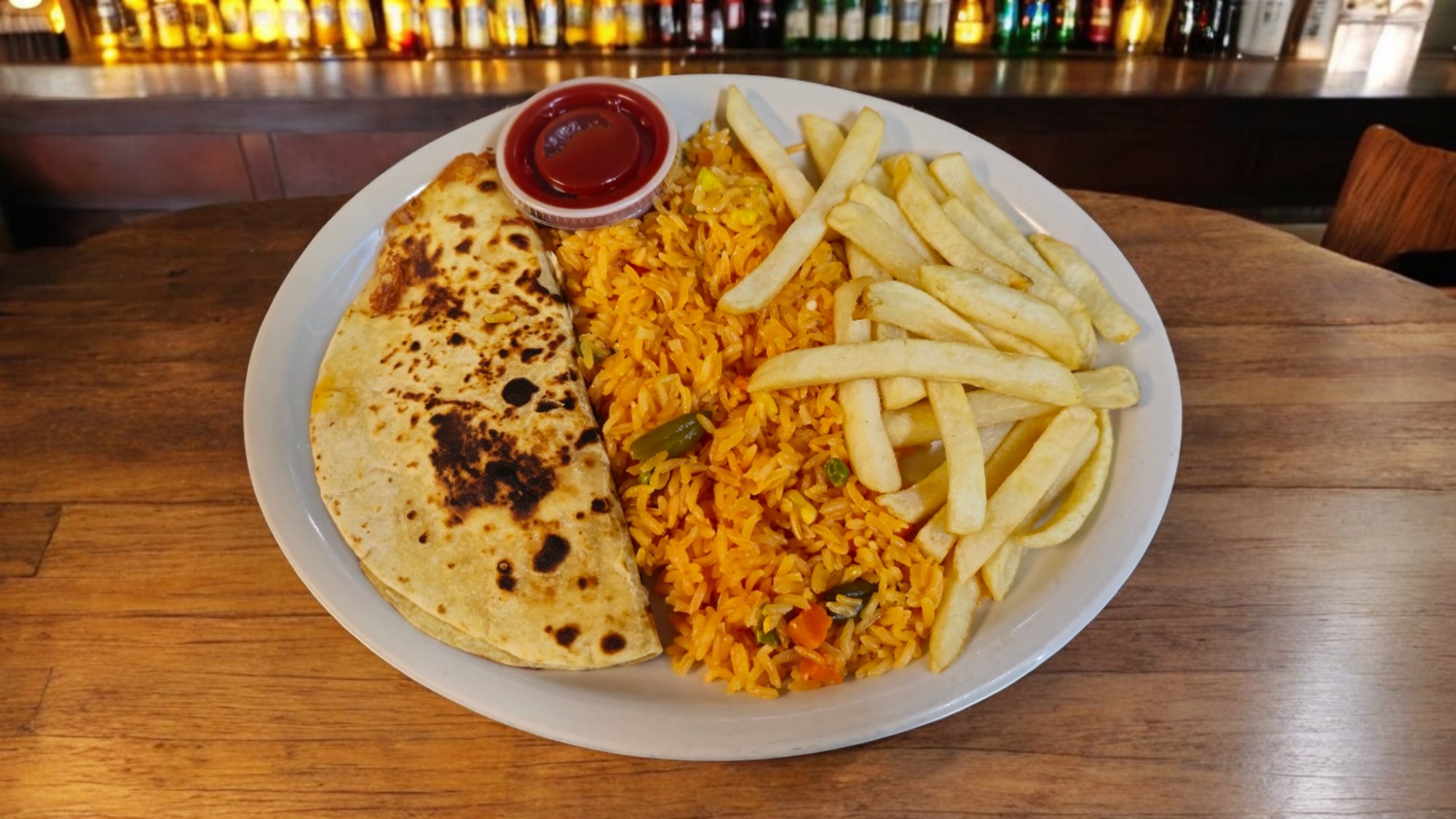 Kid's #4 One Quesadilla, Rice And French Fries