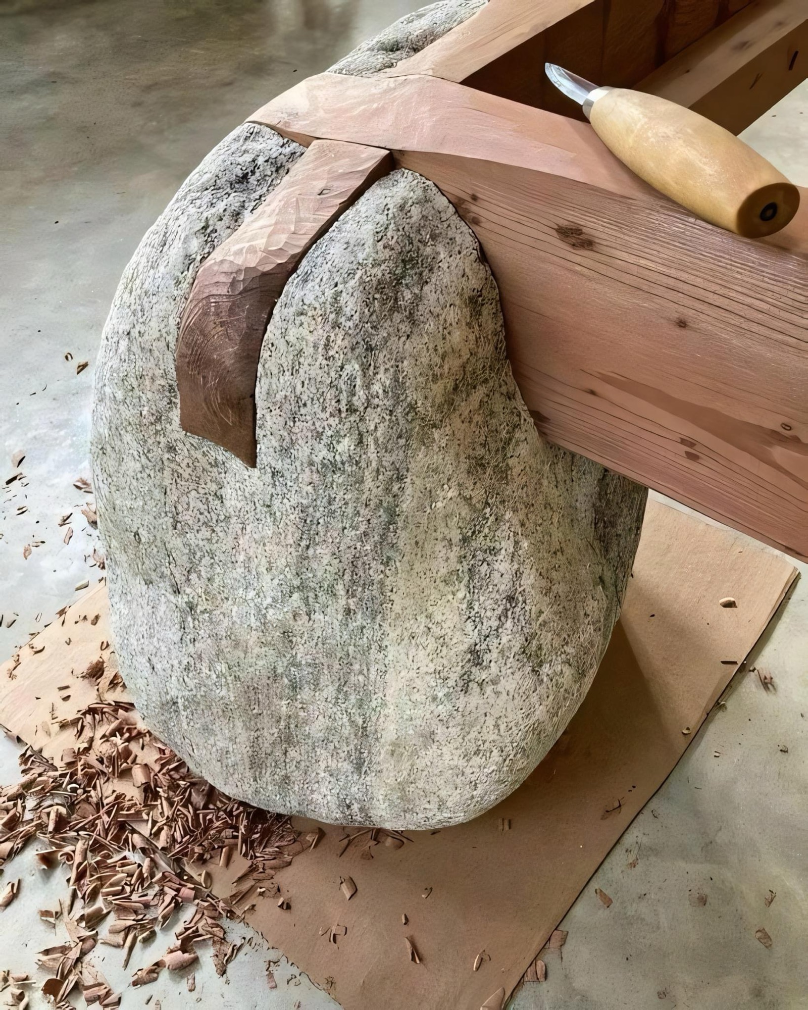 Letto di castagno e granito