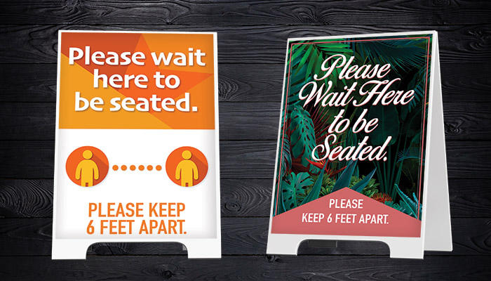 custom a-frame sidewalk signs for social distancing