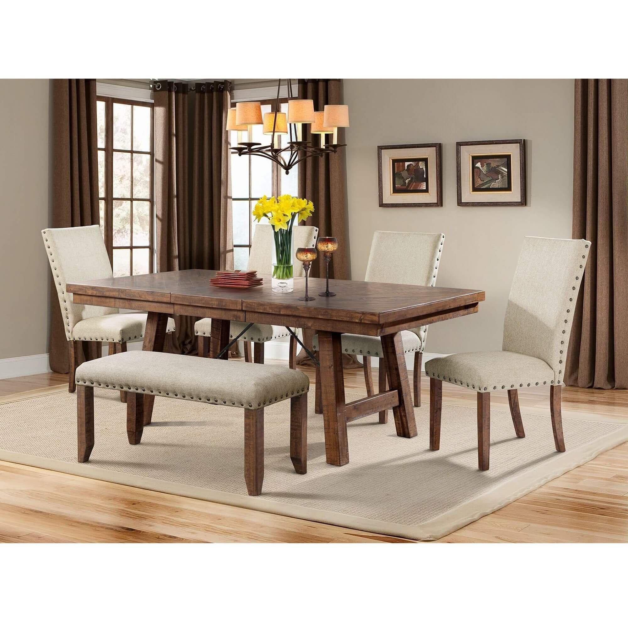 6-Piece Jax Dining Room Collection with Upholstered Chairs & Bench