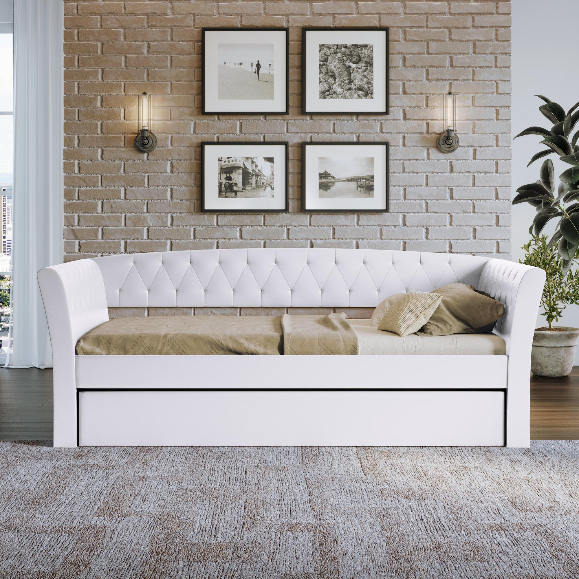 Twin Patrick Faux Leather Day Bed - White 