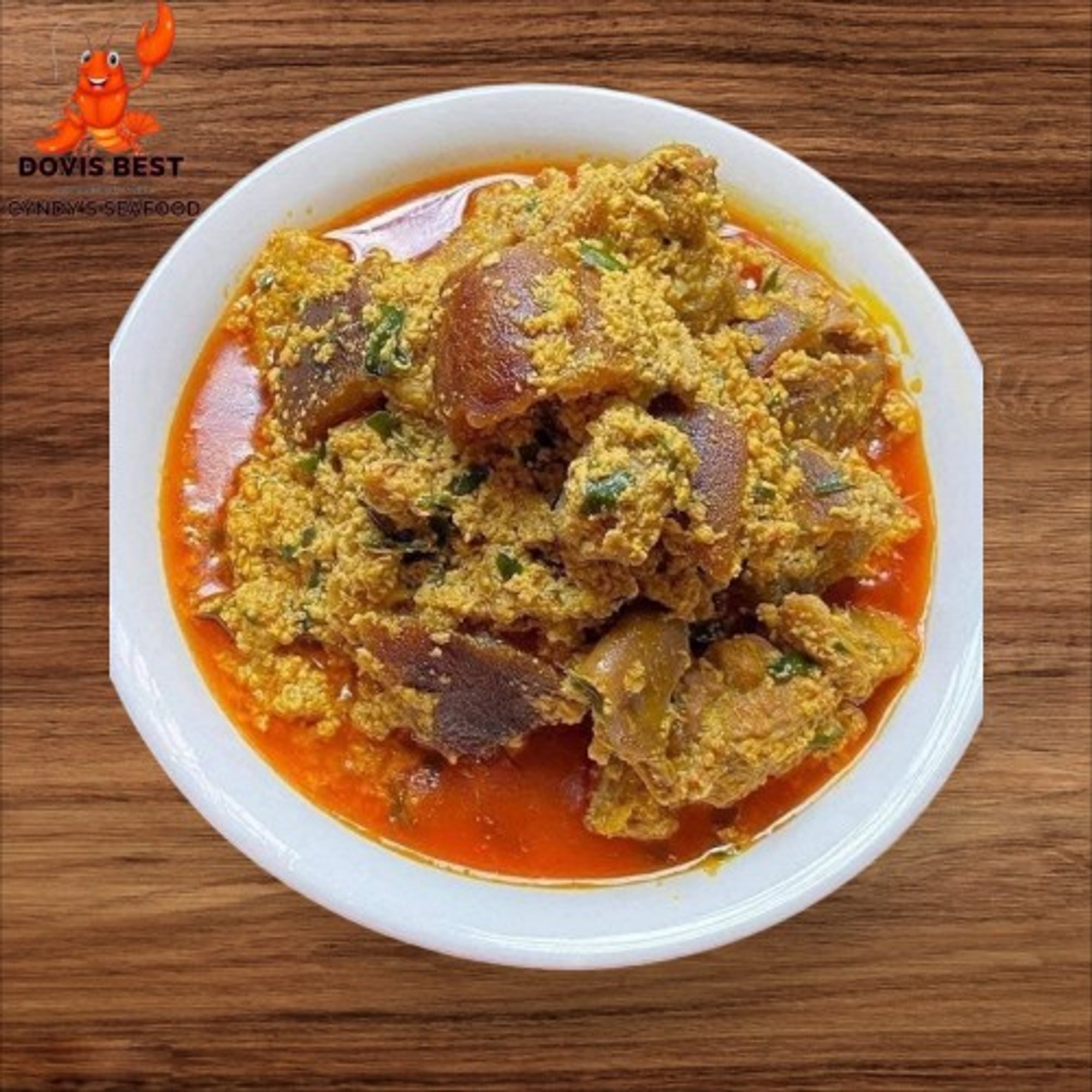 Egusi Soup with Yam Fufu or Garri or Corn Fufu or Rice
