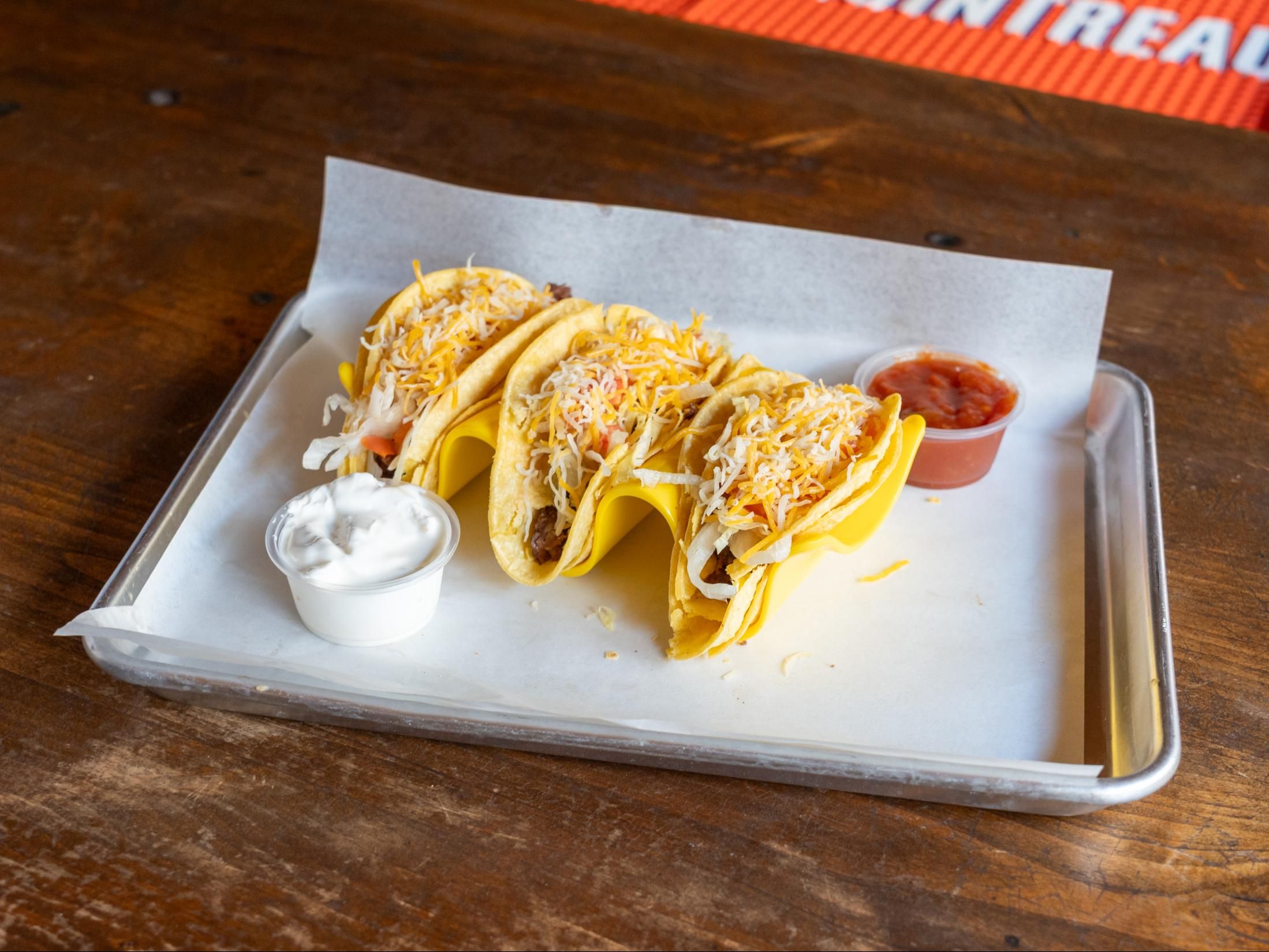 Tuesday Taco Special (3) (Chicken, Steak, Fish or Shrimp) Lettuce, Tomato, Shredded Cheese, Side...
