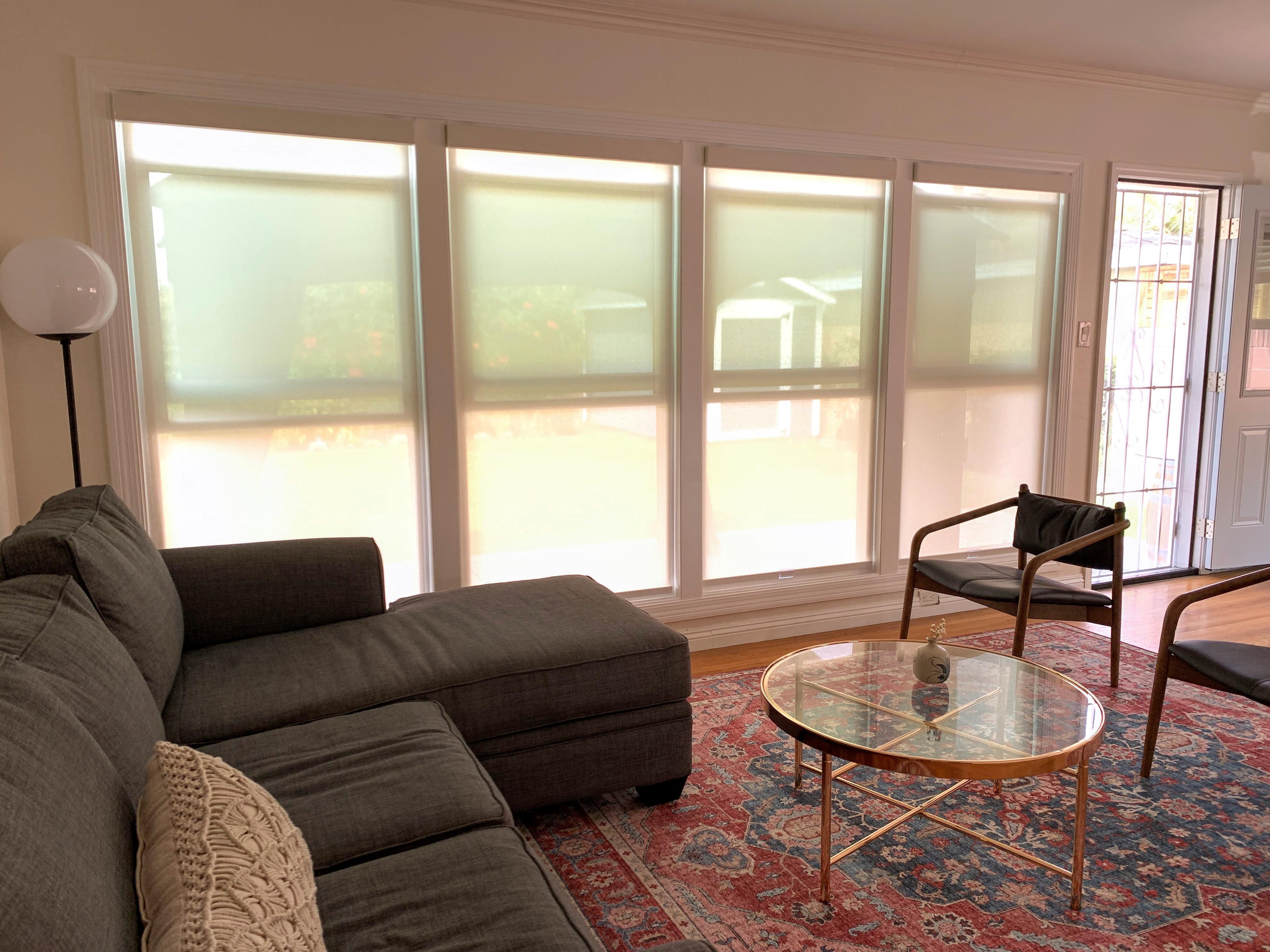 Solar Shades help reduce glare and sunlight while maintaining a view. Protection UV protection  up to 99%.