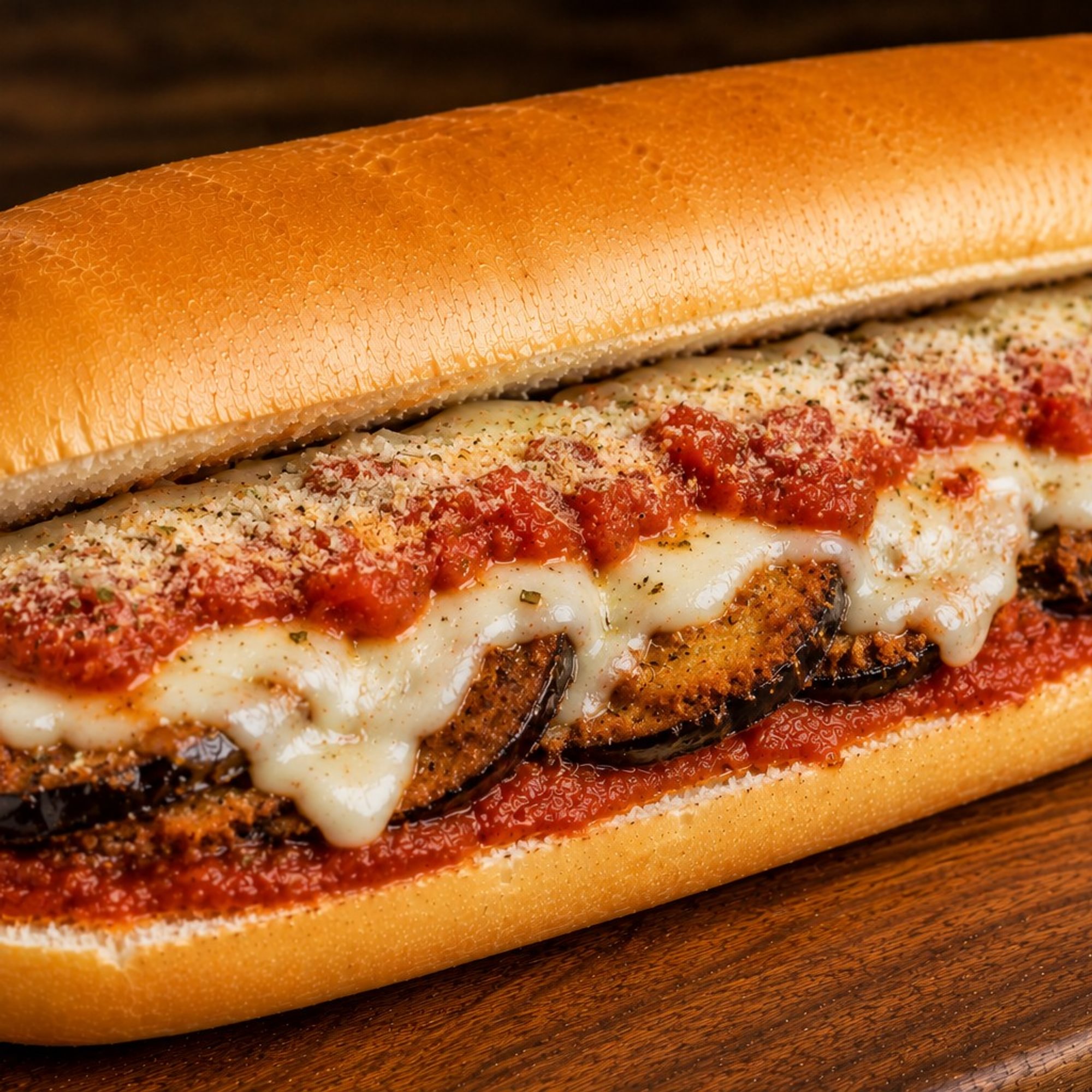 Eggplant Parmigiana Sandwich