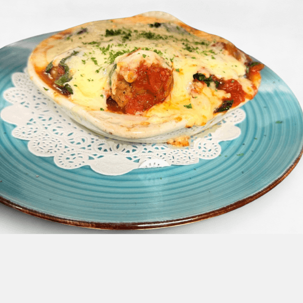 Polenta Bake with Organic Chicken Meatballs