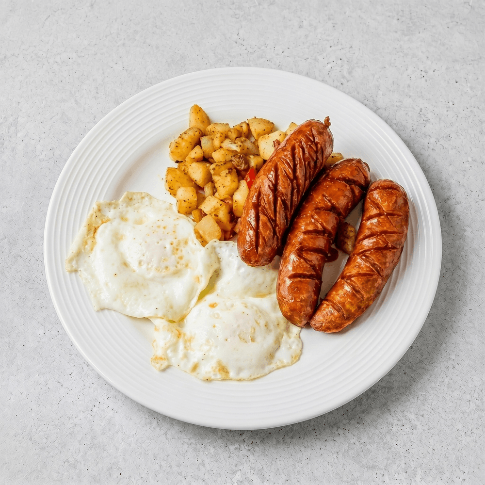 Eggs with Beef Sausage Platter