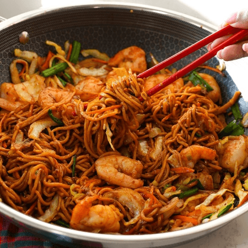 L. Shrimp Lo Mein or Spaghetti Lo Mein