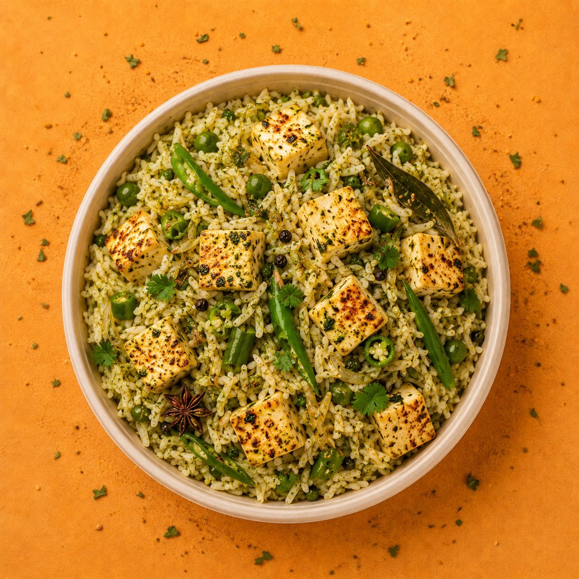 Green Chili Paneer Pulao