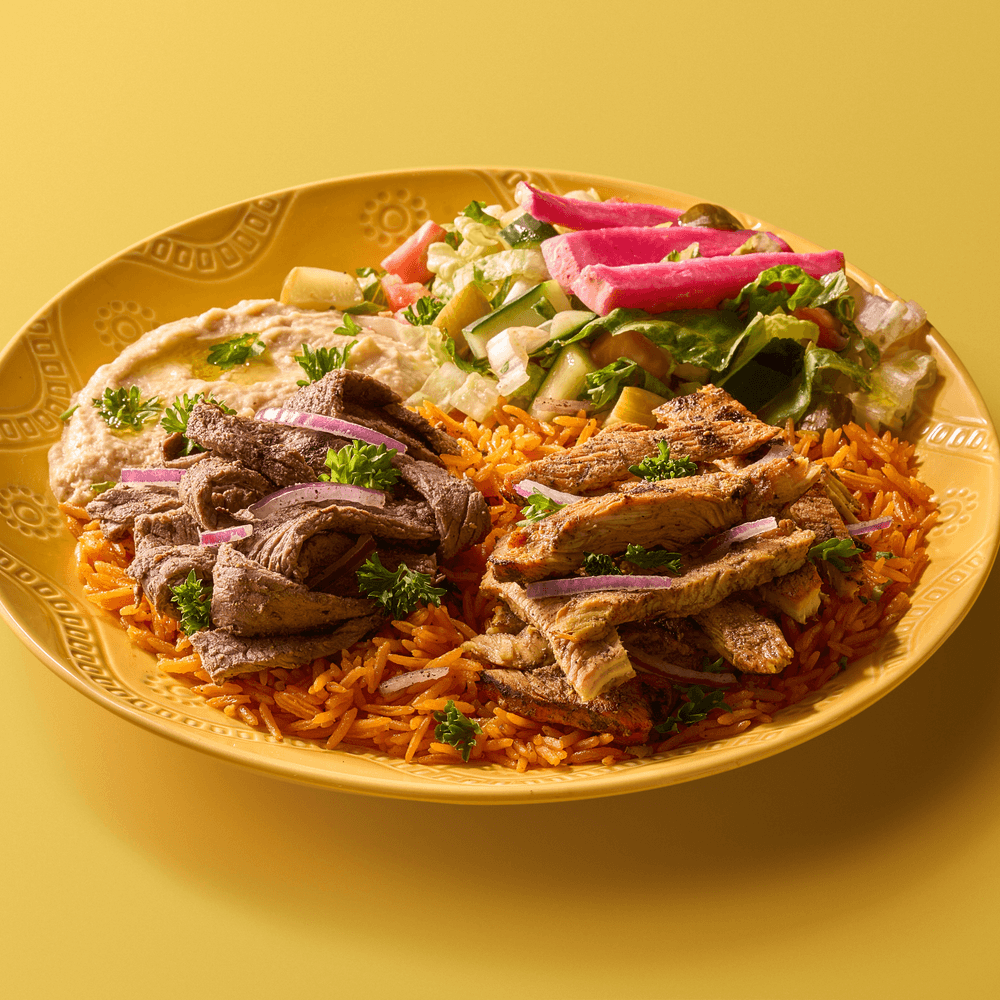 Half Beef/Half Chicken Shawarma Plate