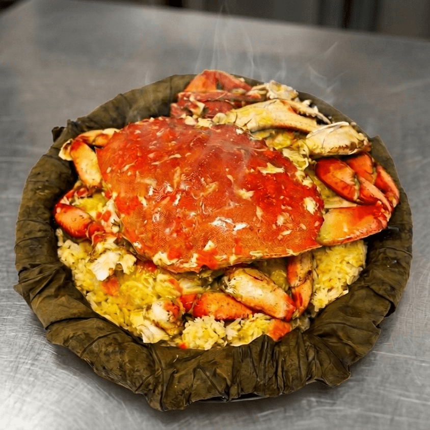 Dungeness Crab with Rice Wrapped in Lotus Leaf