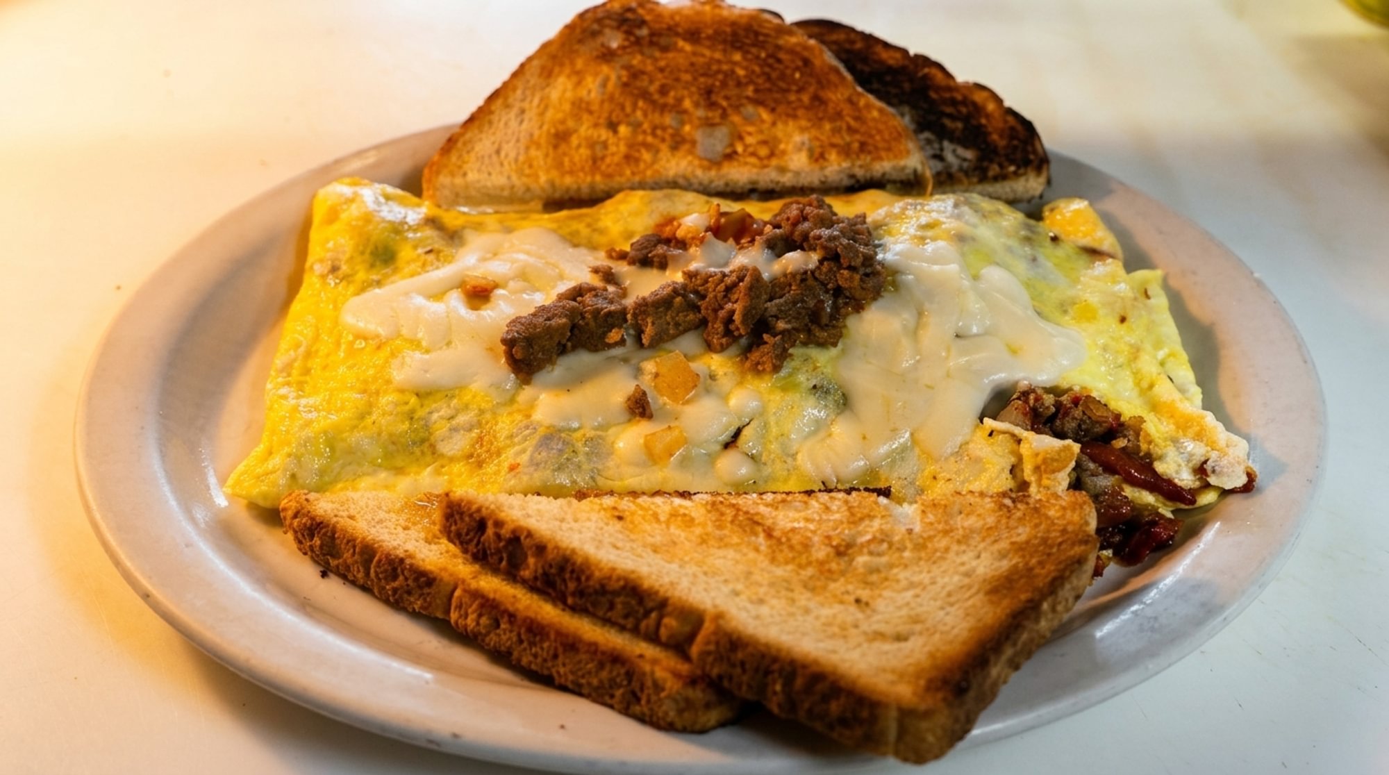 Chopped Steak Omelette w/American Cheese