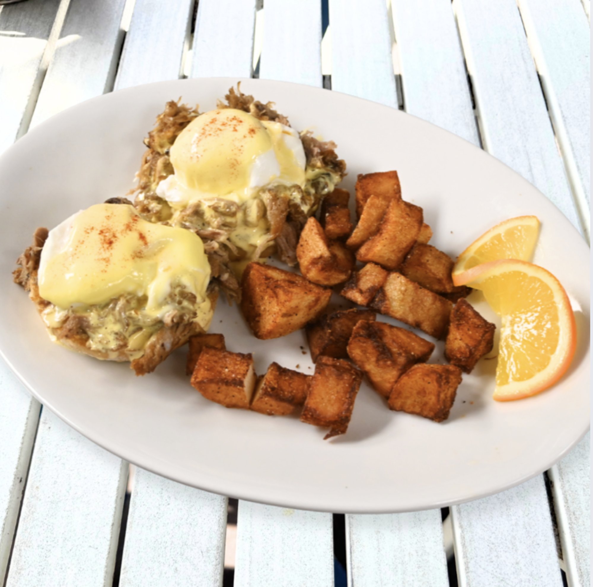 Romesco Shrimp Benedict