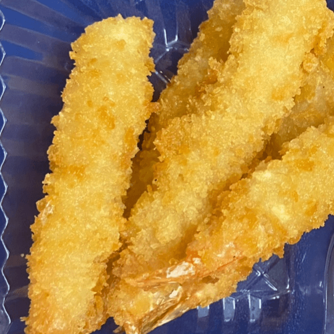 Fried shrimp teriyaki rice meal