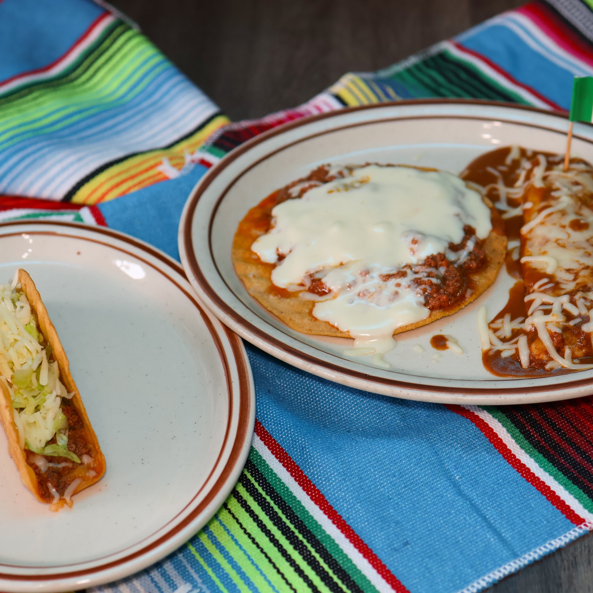 4. Taco, Enchilada & Tostada with Cheese & Beef
