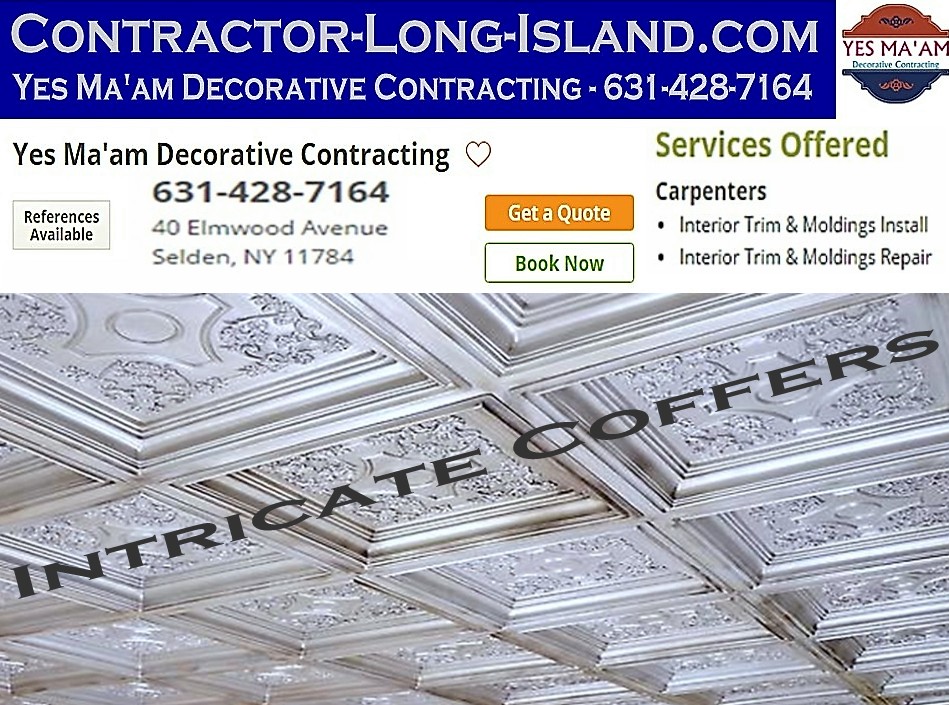 Intricate Coffers - Ceiling | 631-428-7164 | Contractor Long Island