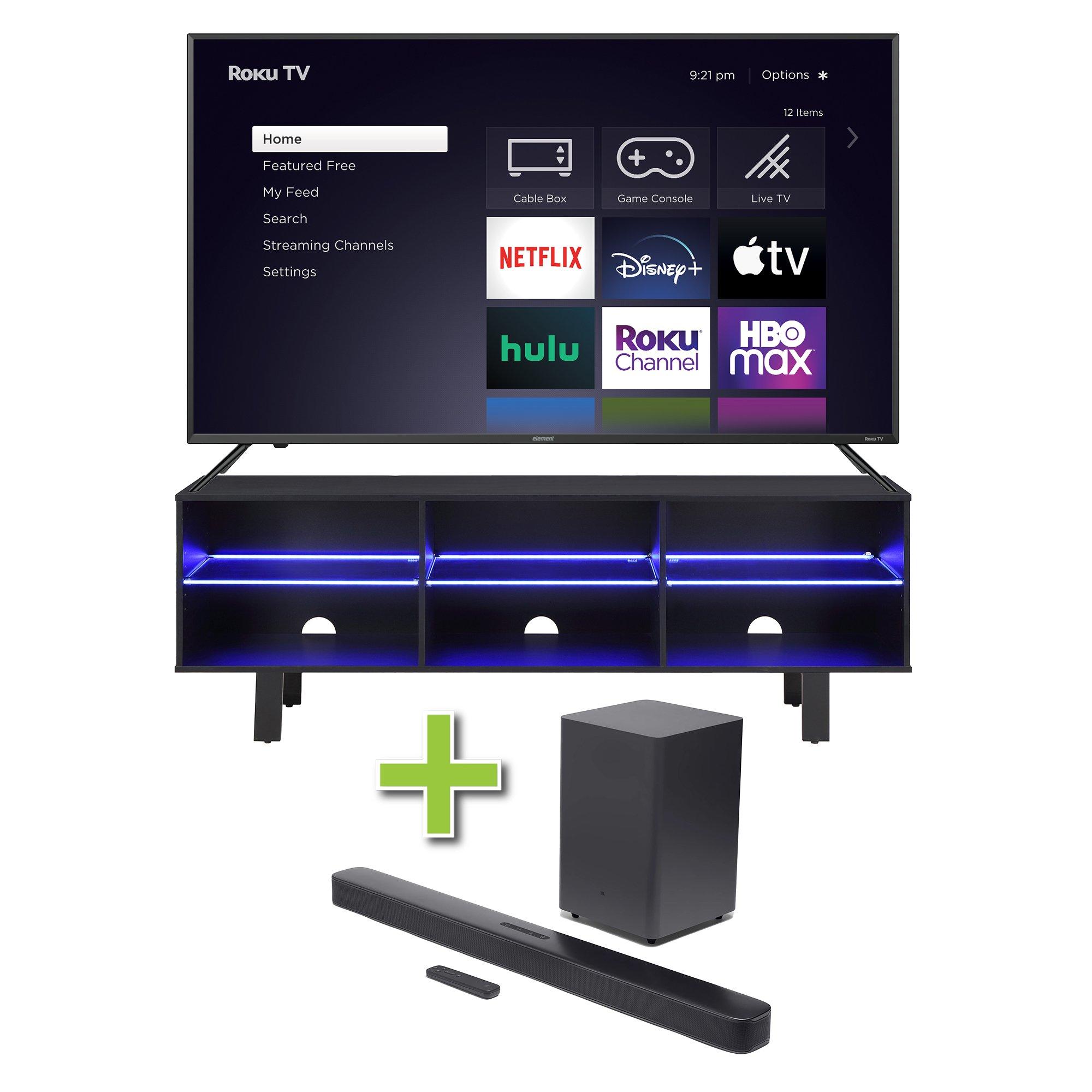 65" Element TV w/ Soundbar & TV Stand