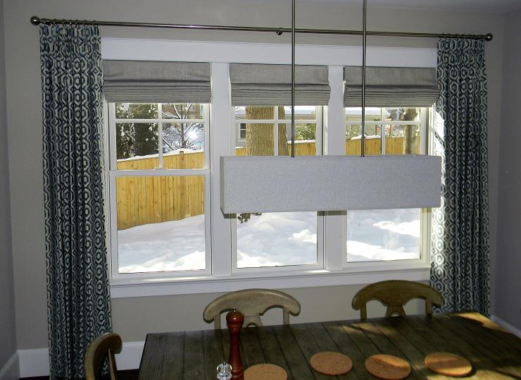 Our skilled team is known for beautiful window treatment designs and installations, and this Arlington, VA dining room is no exception. These Roman Shades and Drapes look great together!  BudgetBlindsArlingtonAlexandria  ArlingtonVA  RomanShades  CustomDraperies  FreeConsultation  WindowWednesday