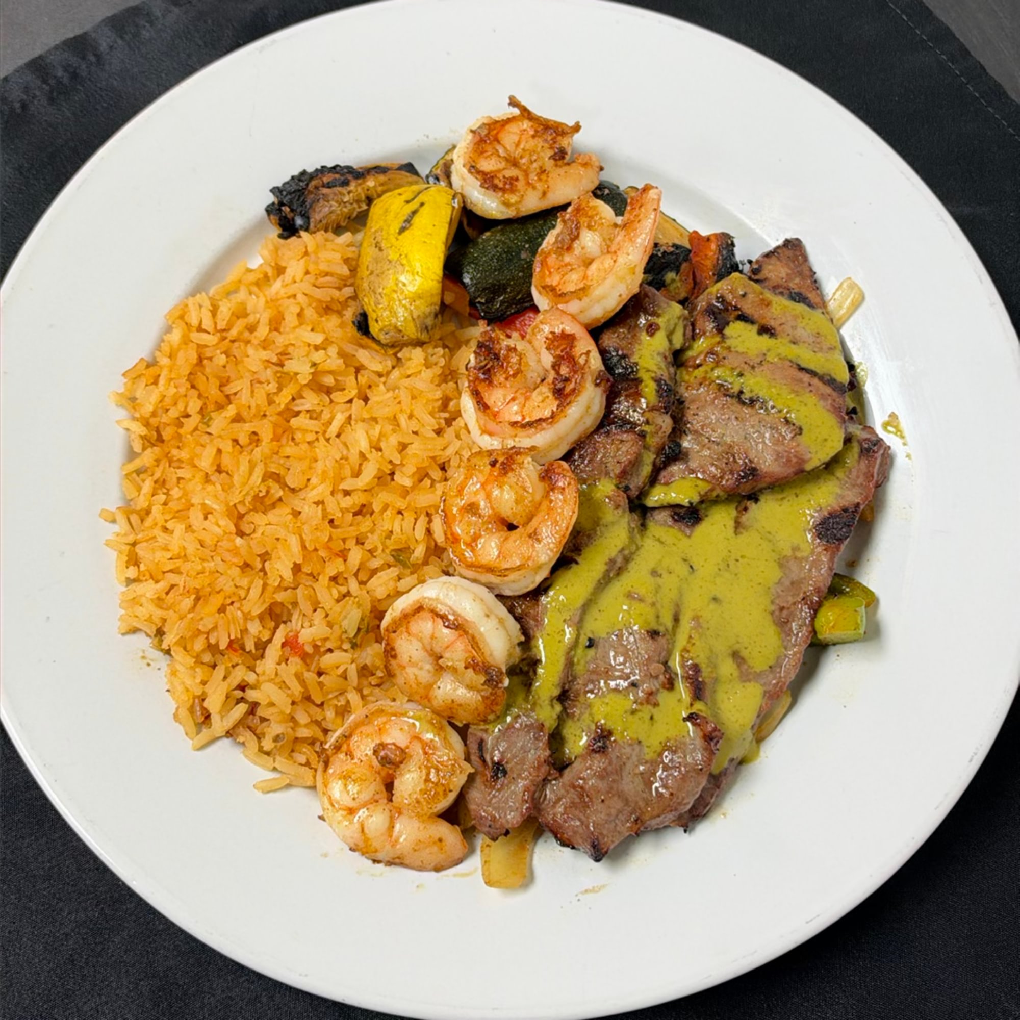 Carne Asada y Shrimp