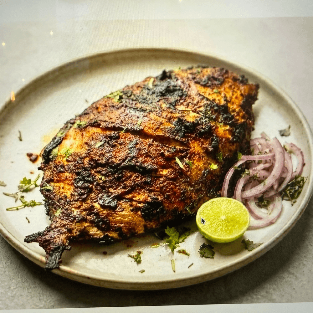 Achari Tandoor Pompano Rechado