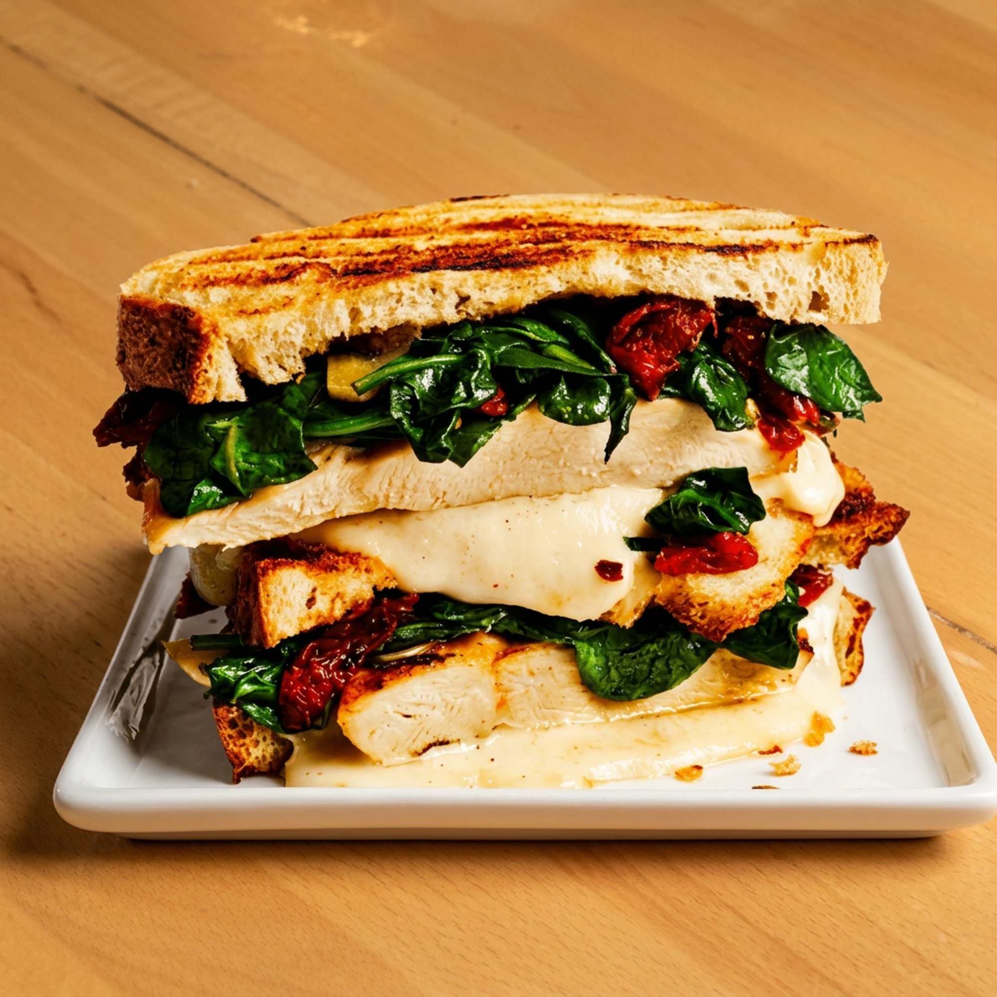 Grilled chicken and spinach panini
