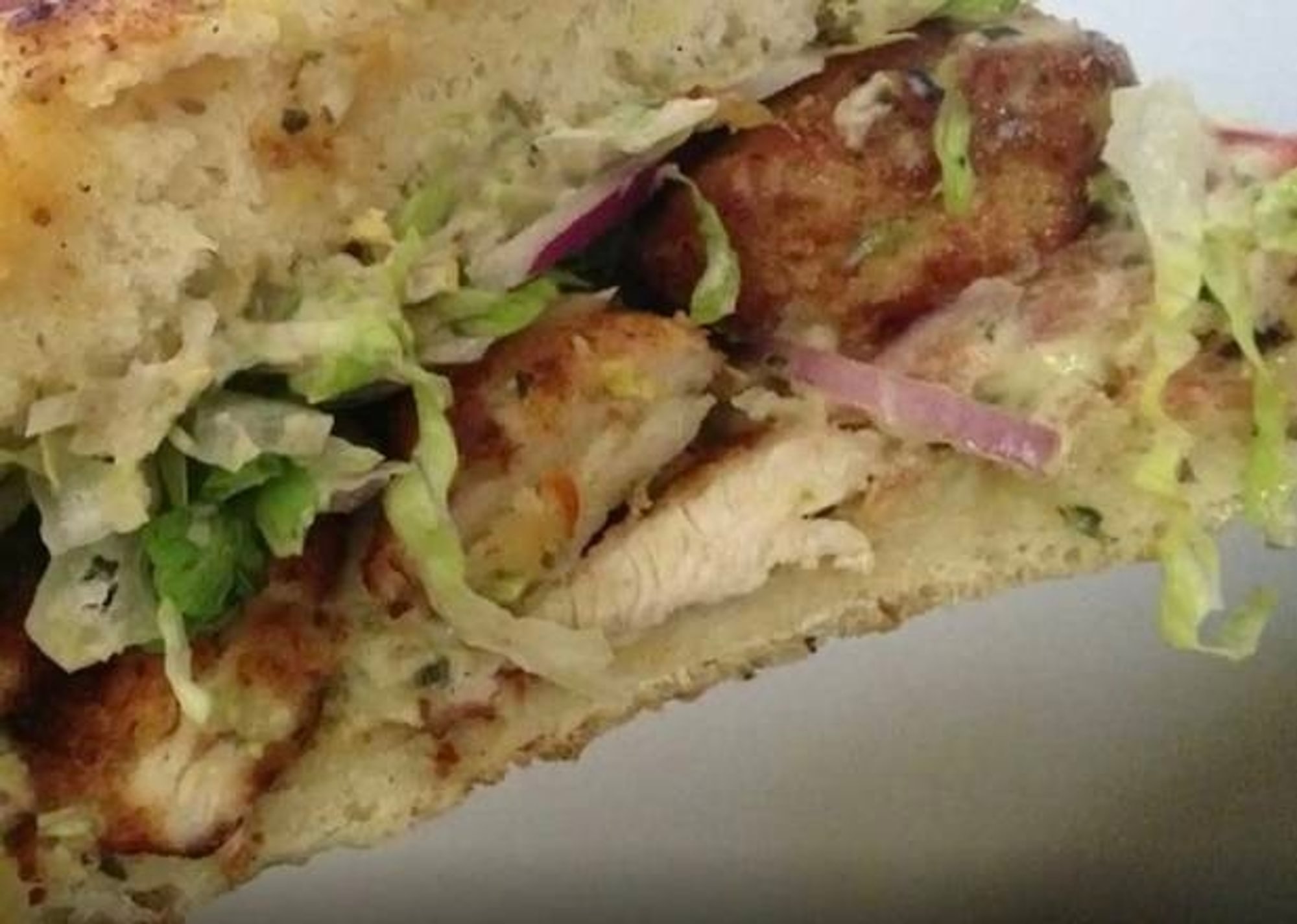 Fried chicken focaccia sandwich