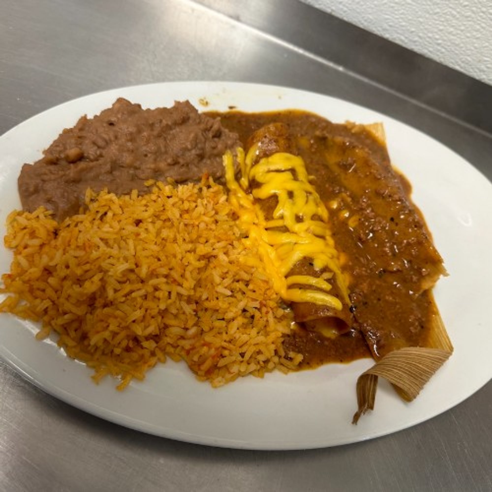 Tamale and Enchilada Plate