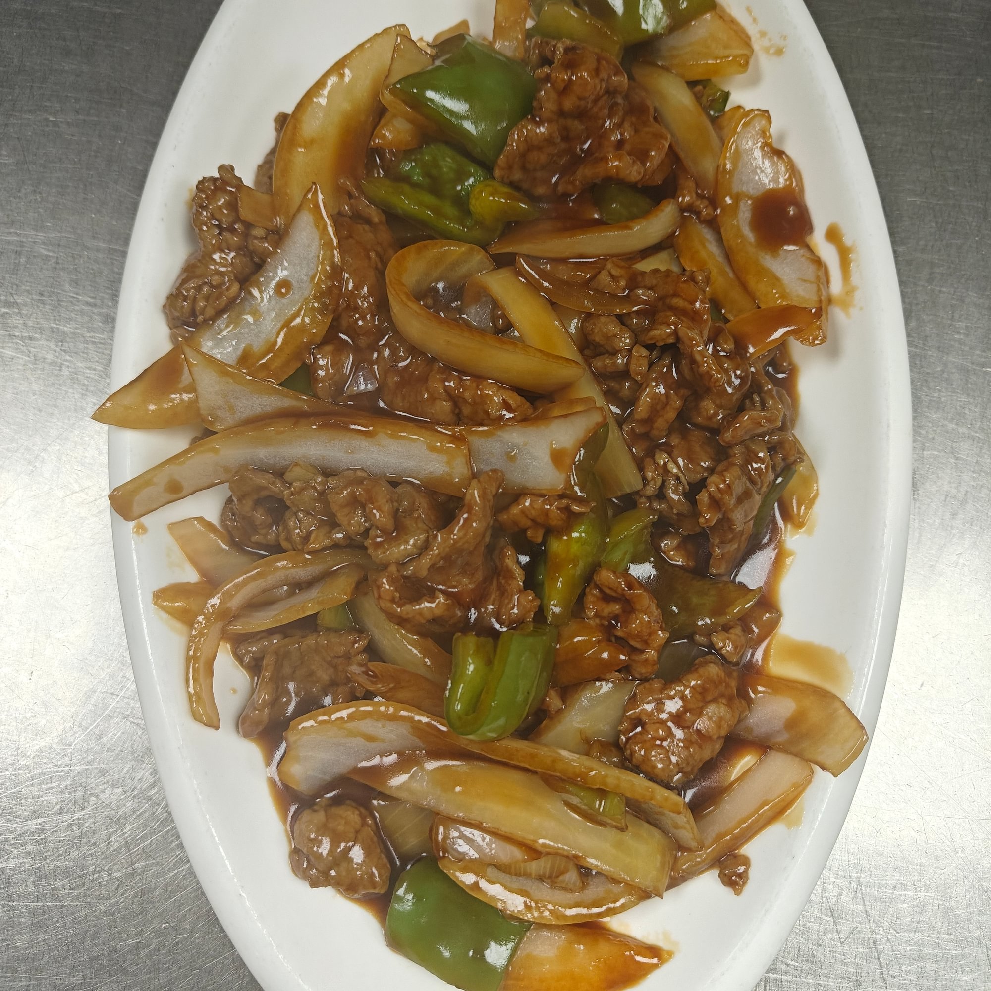 Beef with Green Peppers and Onions