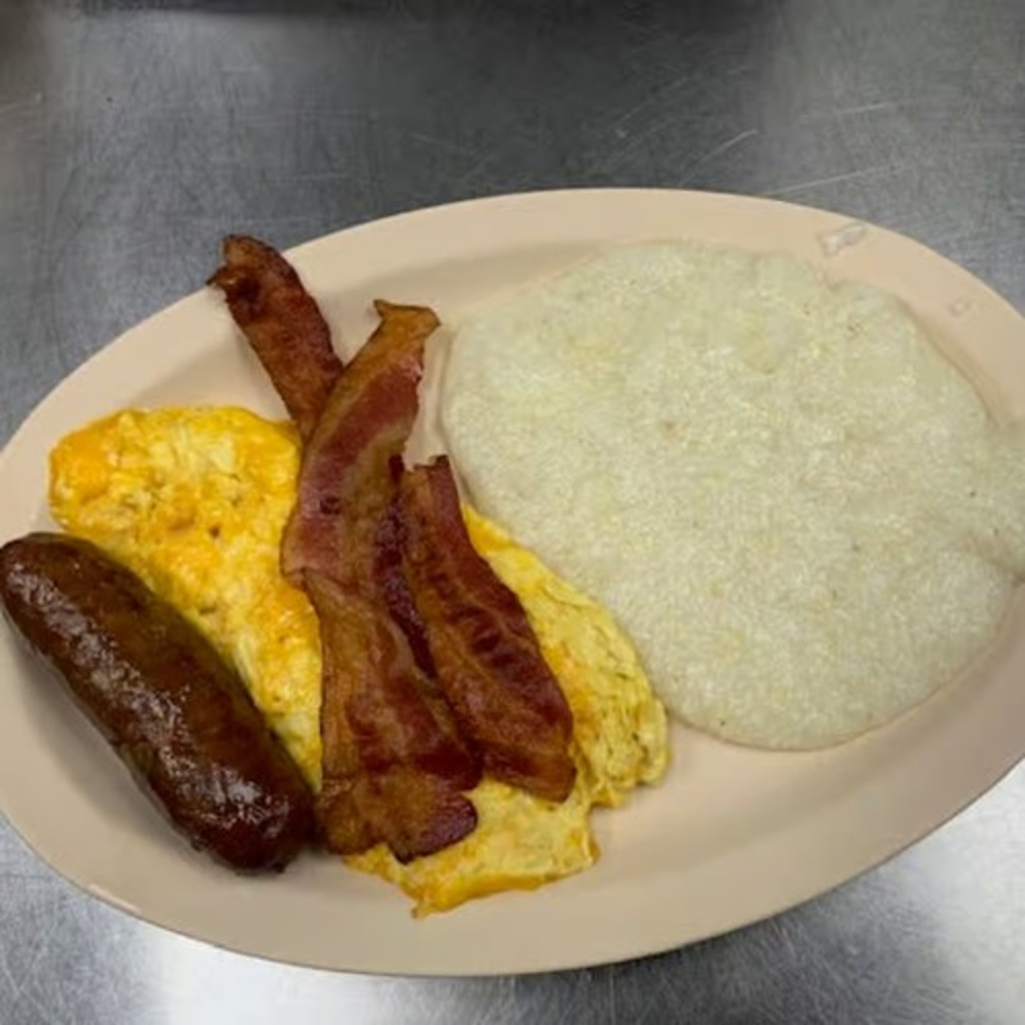 1 Pork Chop and 1 Egg Plate
