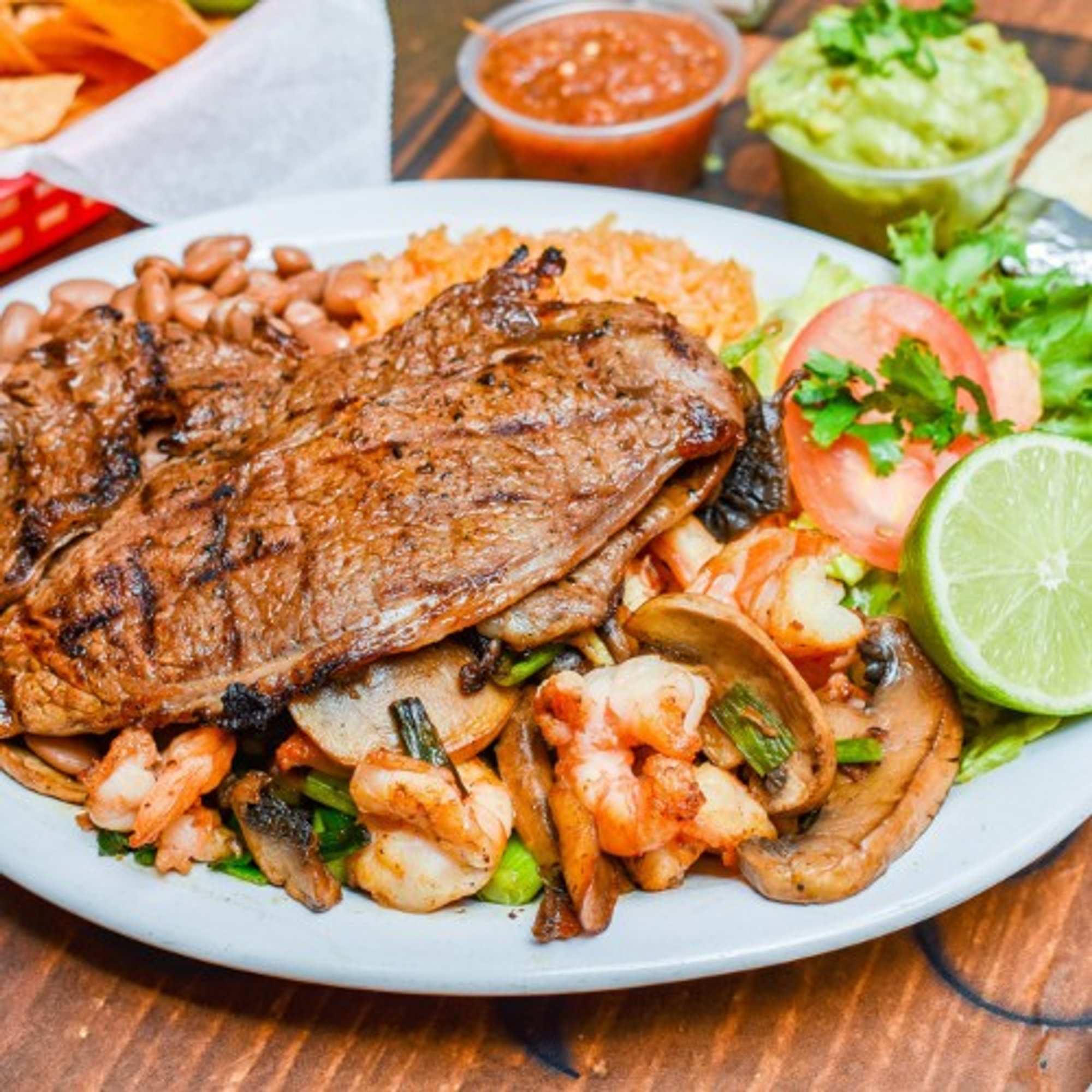 3. Carne Asada and Prawns Combo Platter