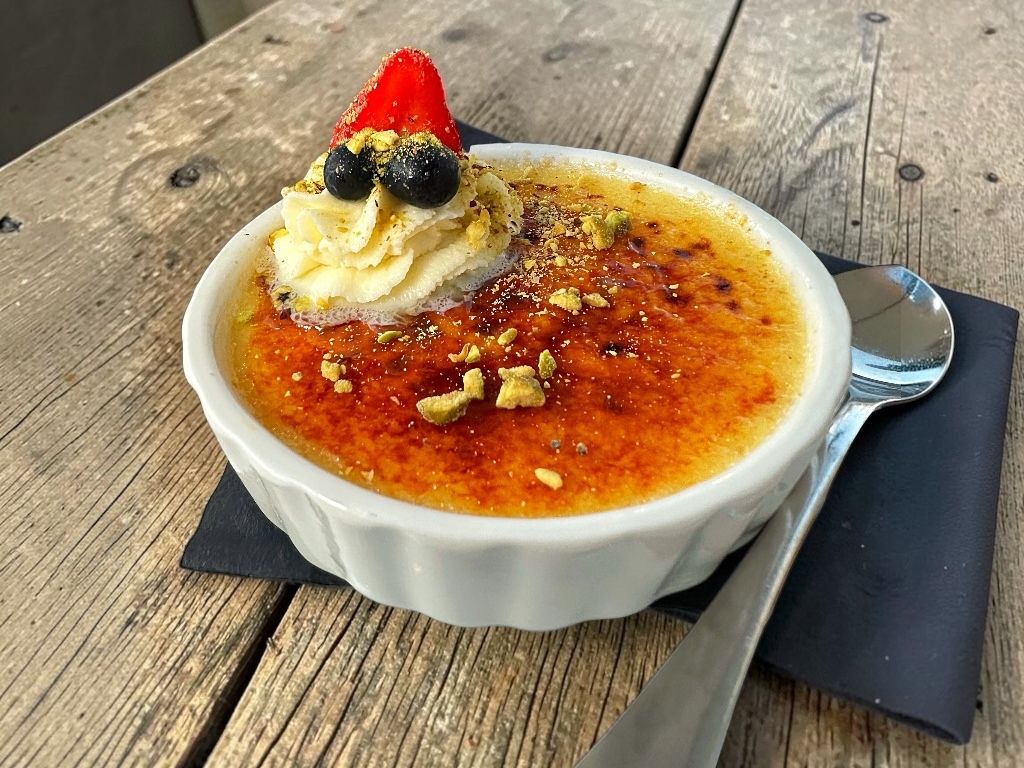 Pistachio and Nutella Creme Brulee