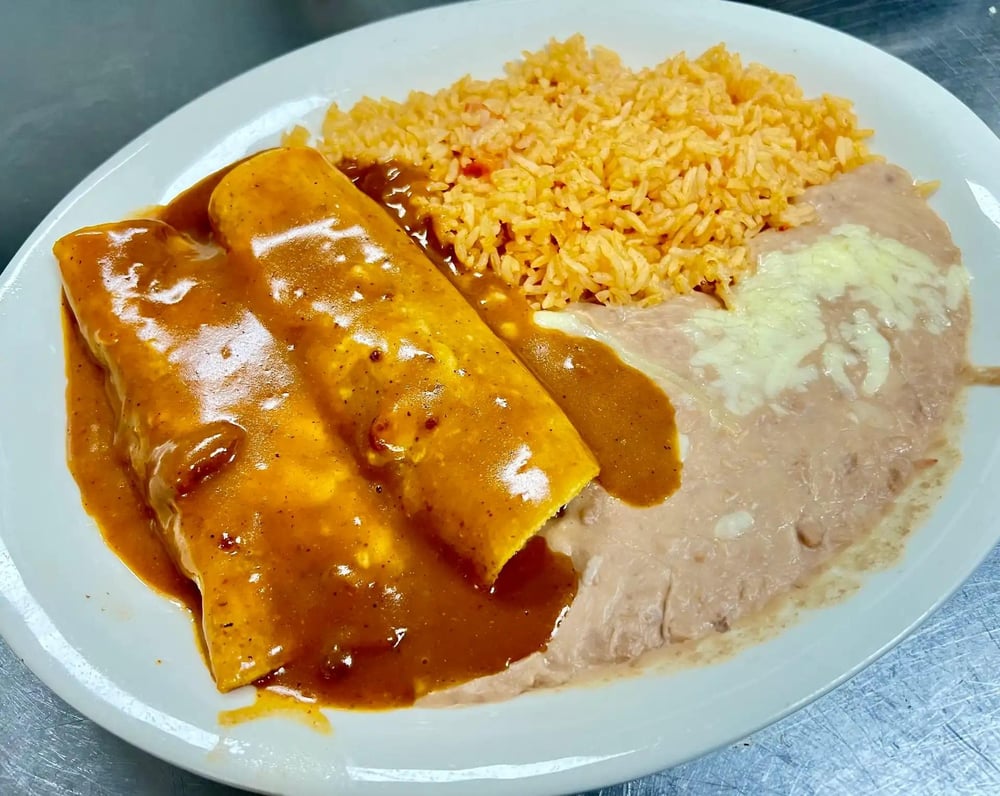 Two Enchiladas with Rice & Beans