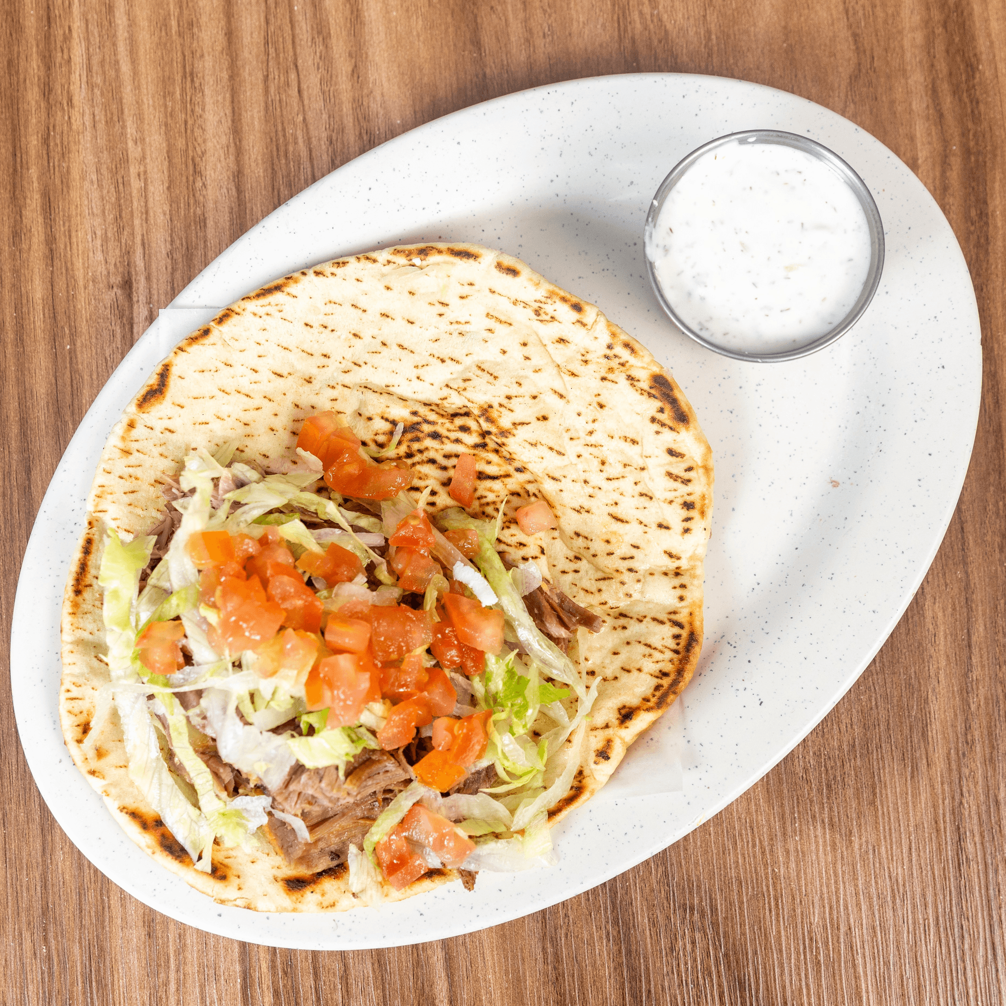 Lamb Barbecue Pita Sandwich / Barbacoa En Pita